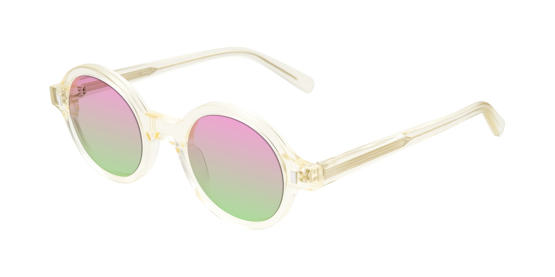 Angle of Lozada in Transparent Yellow with Pink / Green Gradient Lenses