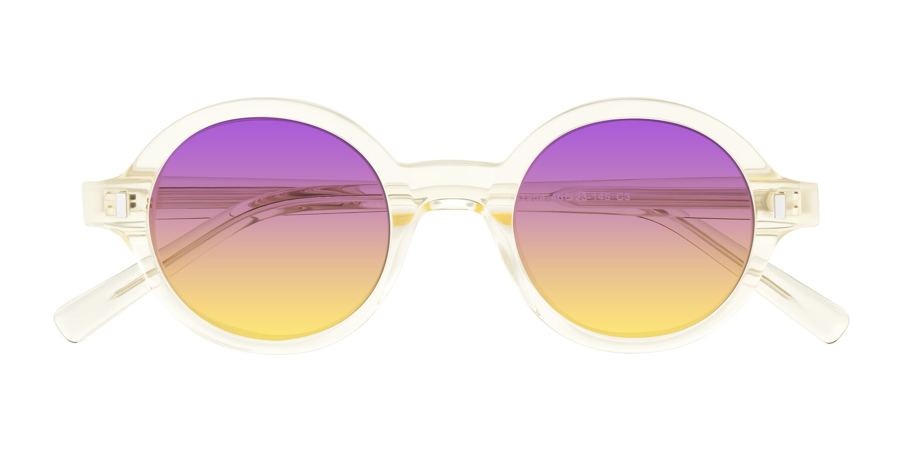 Folded Front of Lozada in Transparent Yellow with Purple / Yellow Gradient Lenses