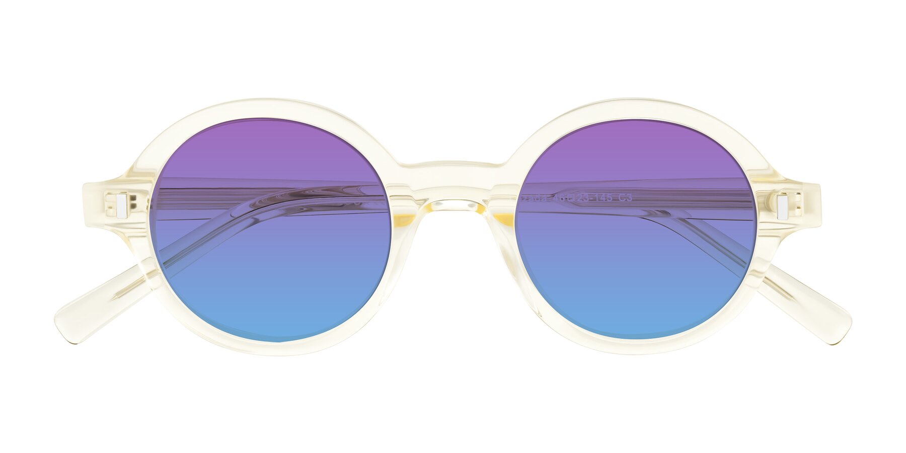 Folded Front of Lozada in Transparent Yellow with Purple / Blue Gradient Lenses