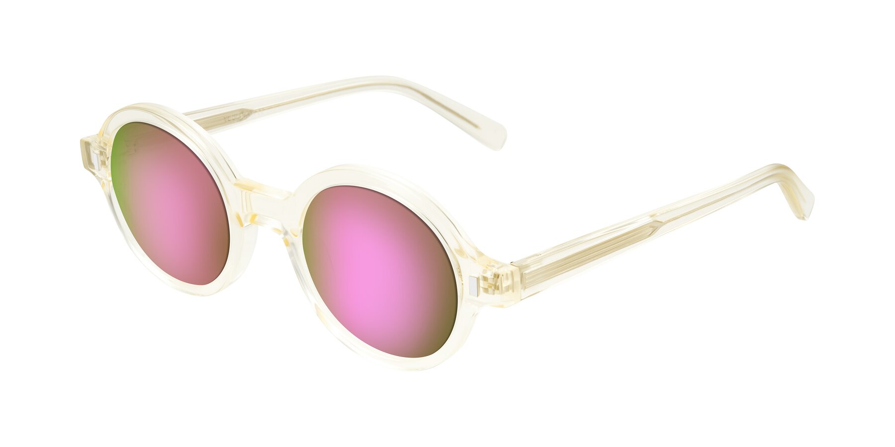 Angle of Lozada in Transparent Yellow with Pink Mirrored Lenses