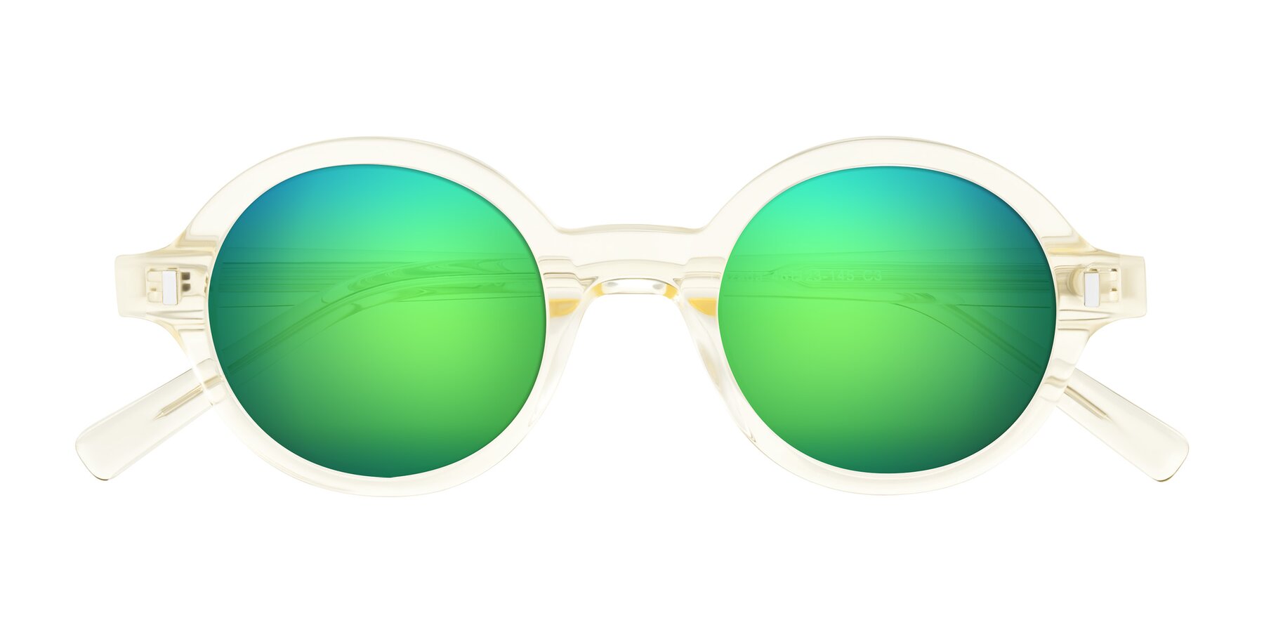 Folded Front of Lozada in Transparent Yellow with Green Mirrored Lenses