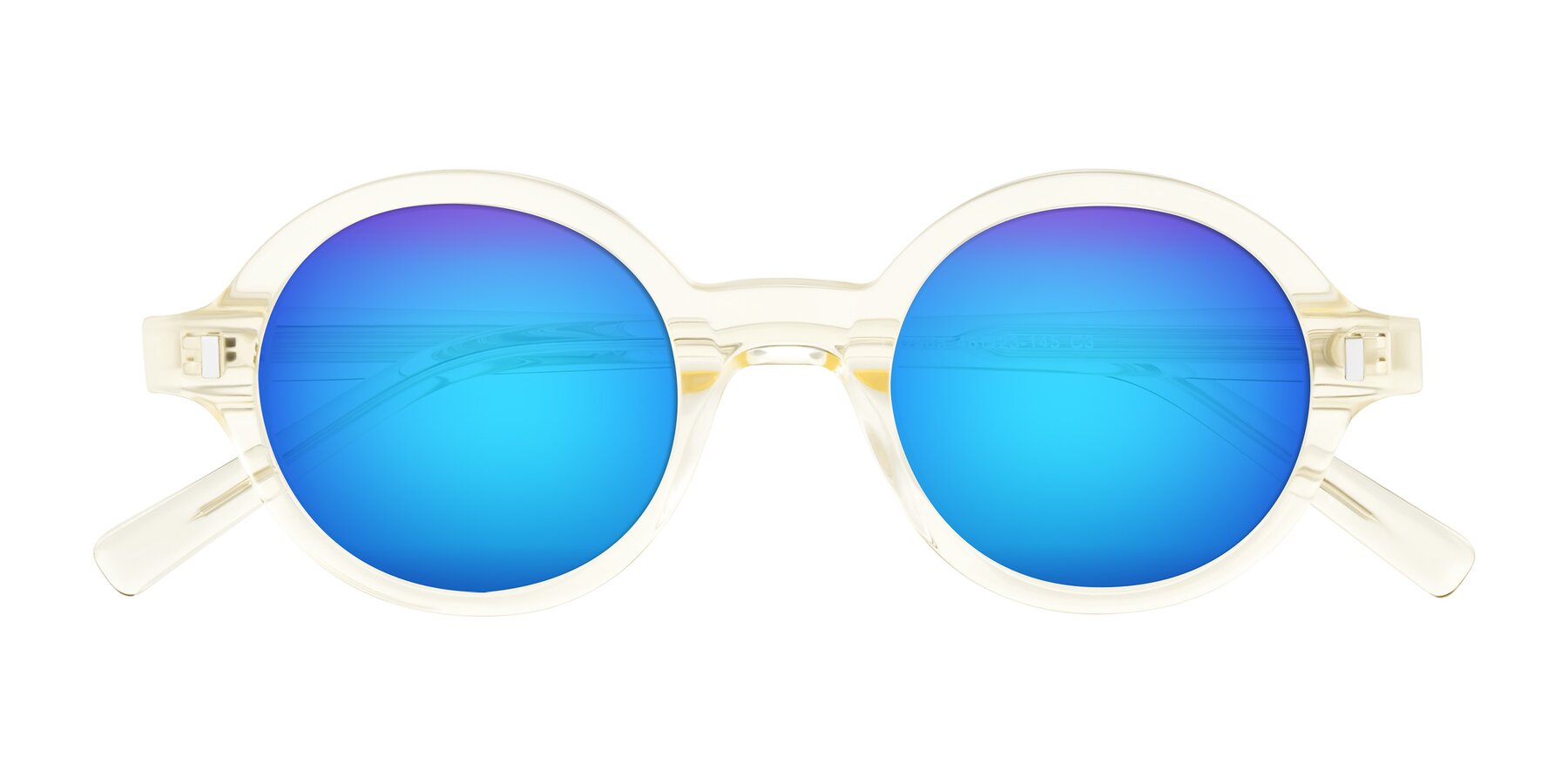 Folded Front of Lozada in Transparent Yellow with Blue Mirrored Lenses