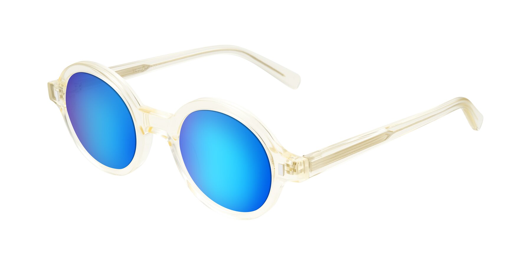 Angle of Lozada in Transparent Yellow with Blue Mirrored Lenses