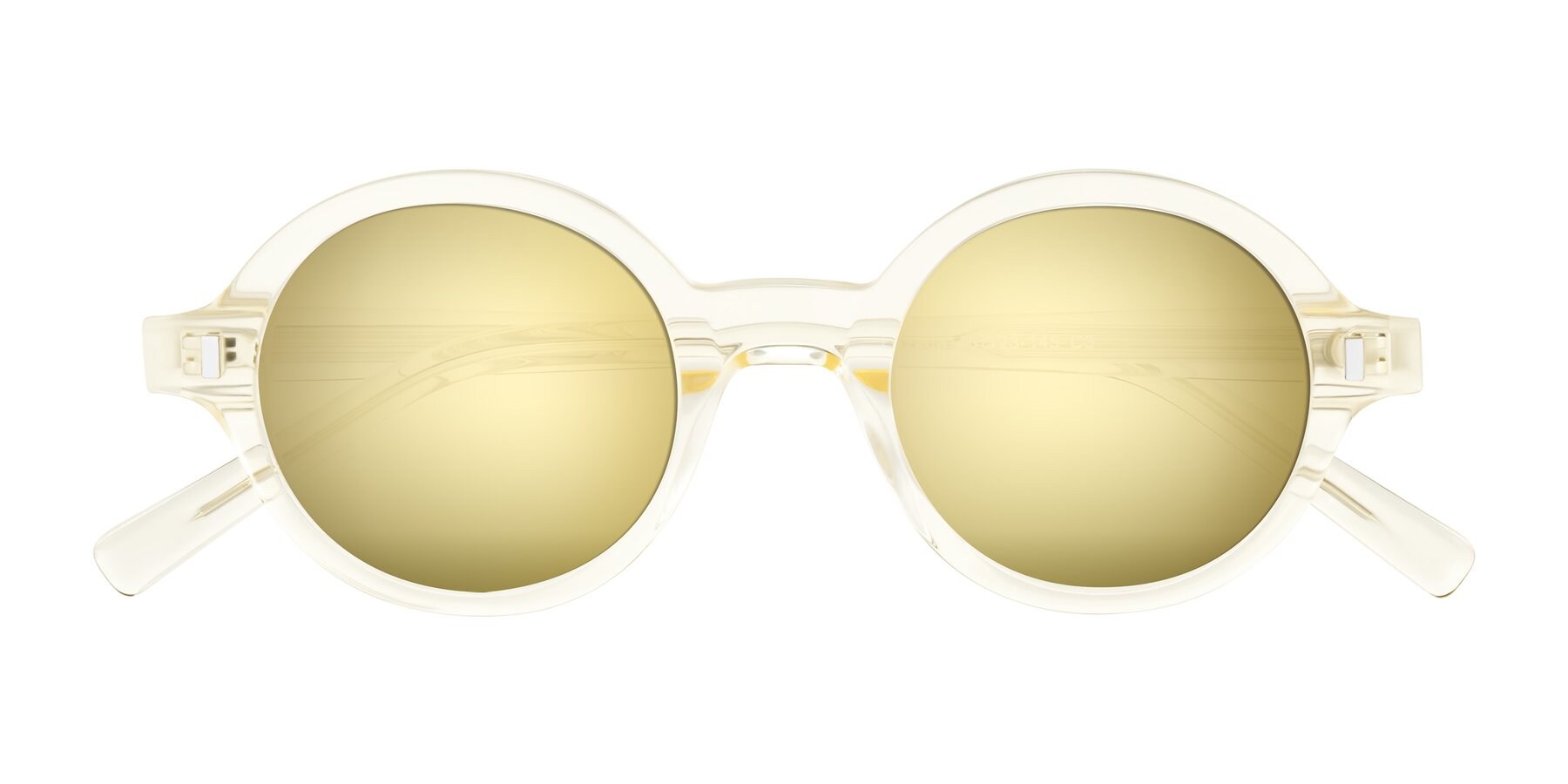 Folded Front of Lozada in Transparent Yellow with Gold Mirrored Lenses