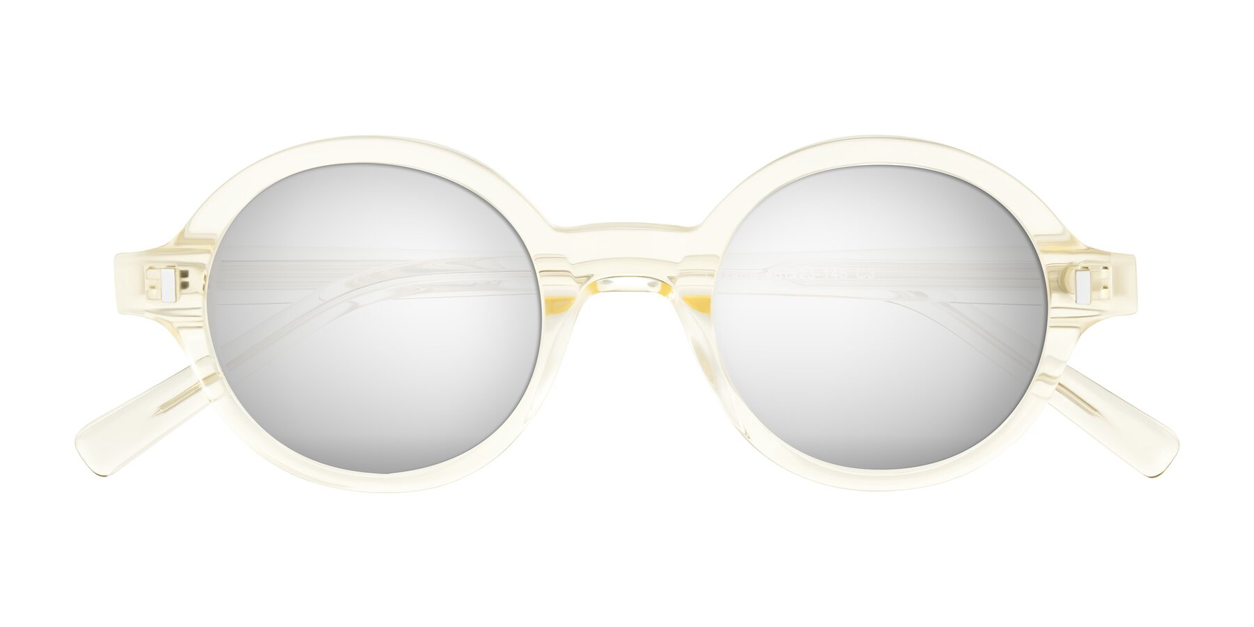 Folded Front of Lozada in Transparent Yellow with Silver Mirrored Lenses