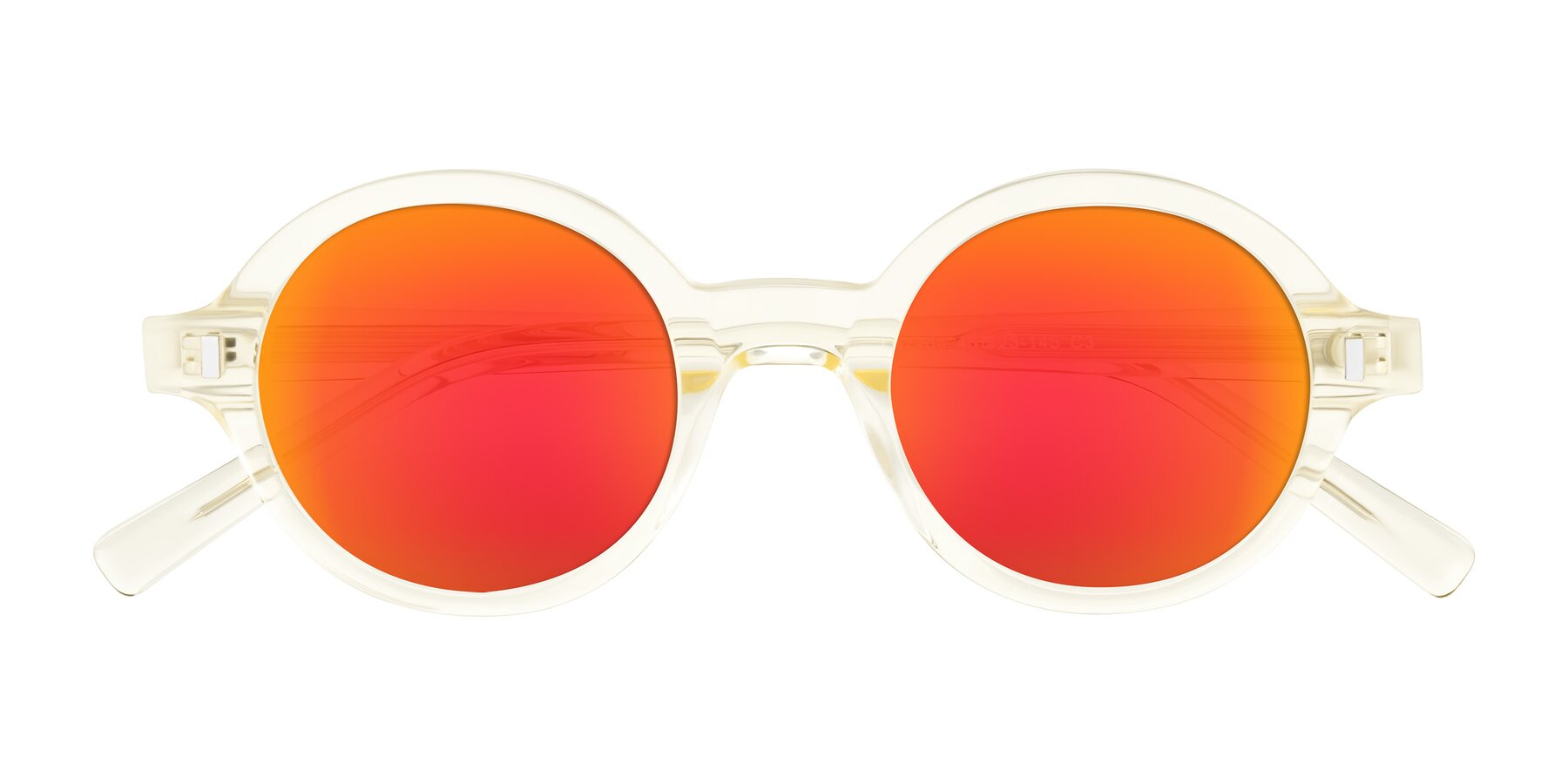 Folded Front of Lozada in Transparent Yellow with Red Gold Mirrored Lenses