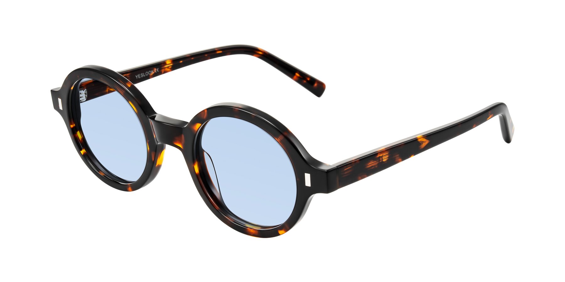 Angle of Lozada in Tortoise with Light Blue Tinted Lenses