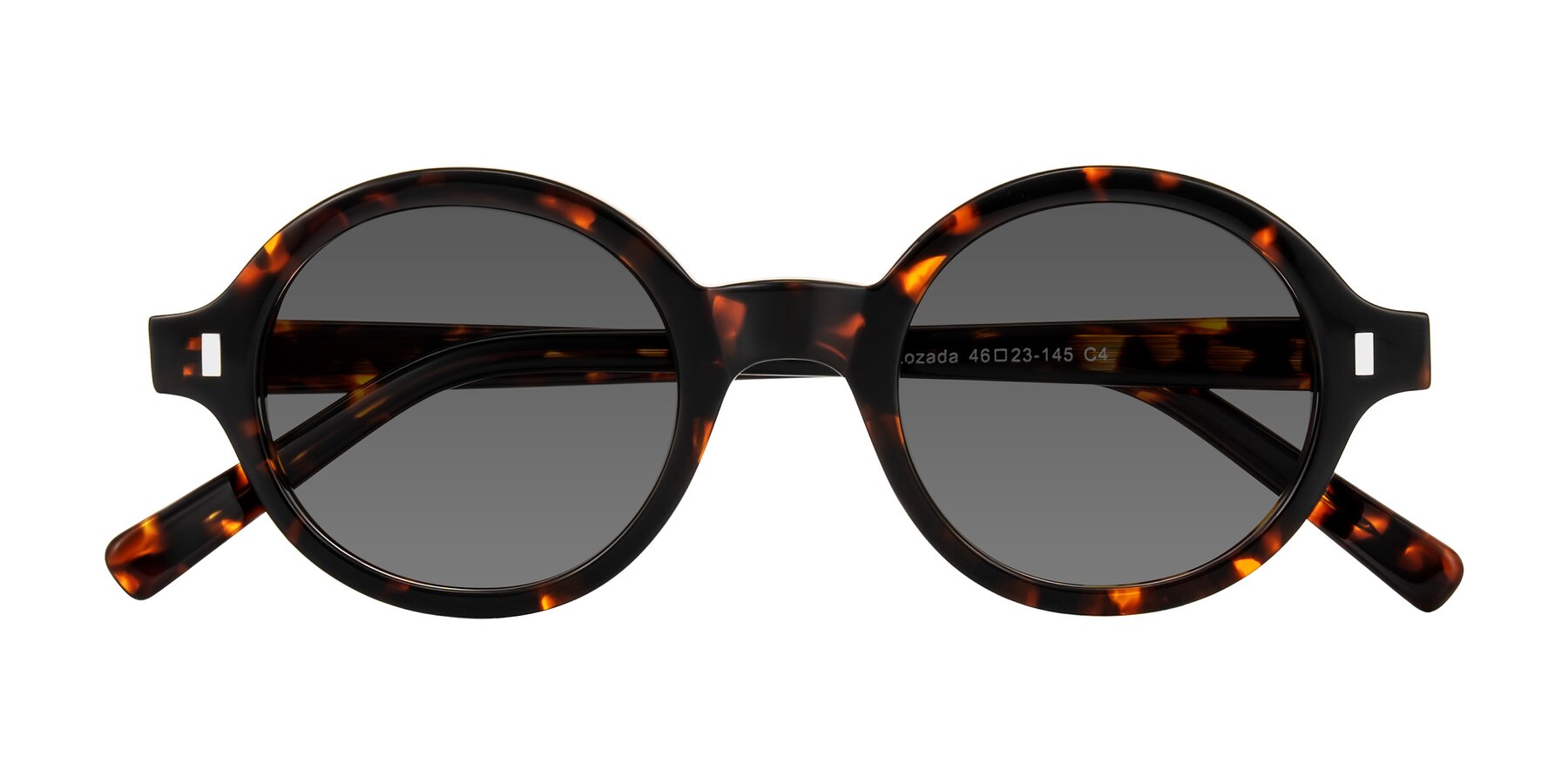 Folded Front of Lozada in Tortoise with Medium Gray Tinted Lenses