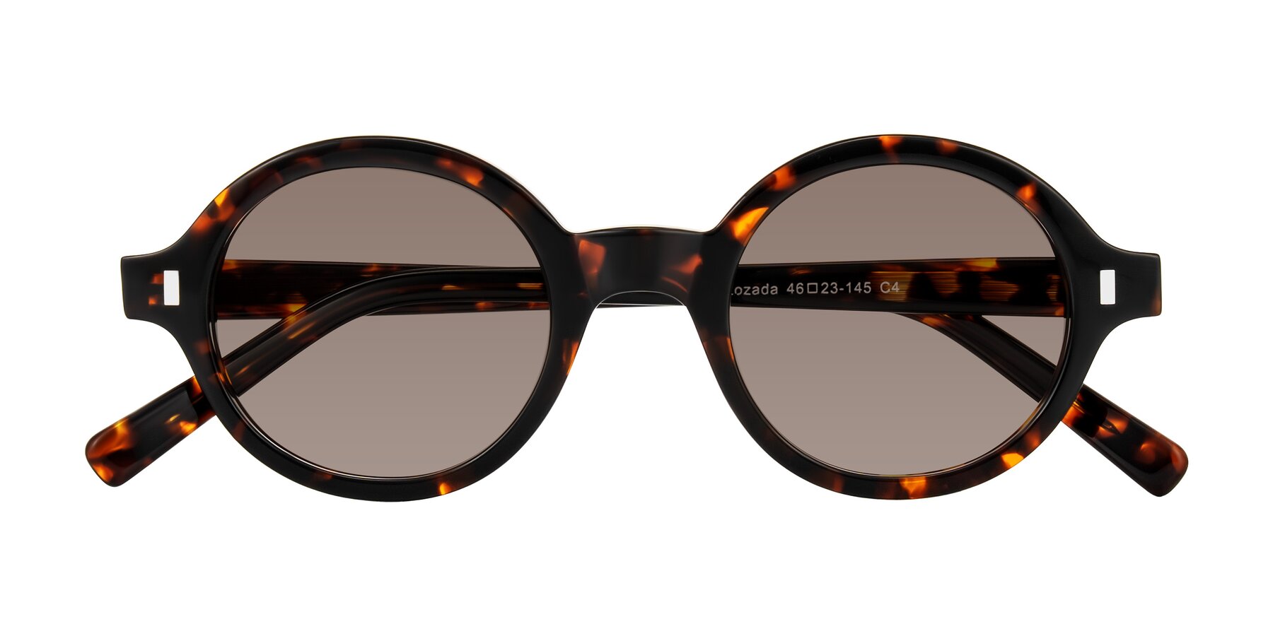 Folded Front of Lozada in Tortoise with Medium Brown Tinted Lenses