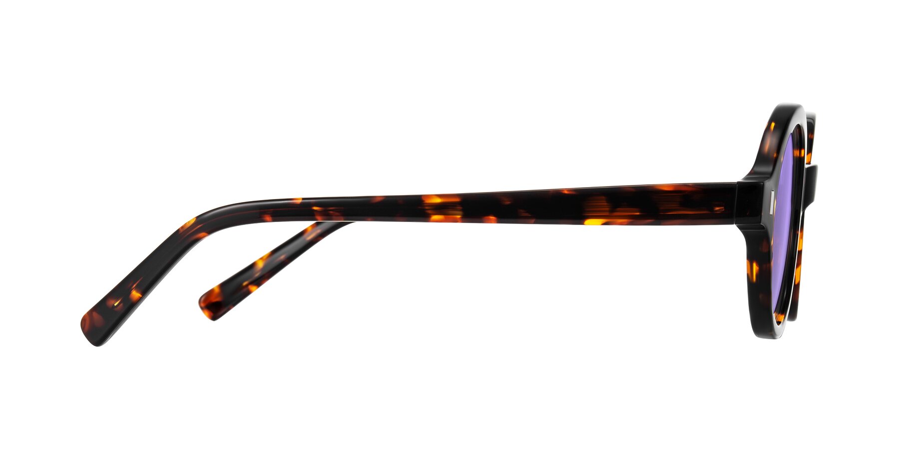 Side of Lozada in Tortoise with Medium Purple Tinted Lenses