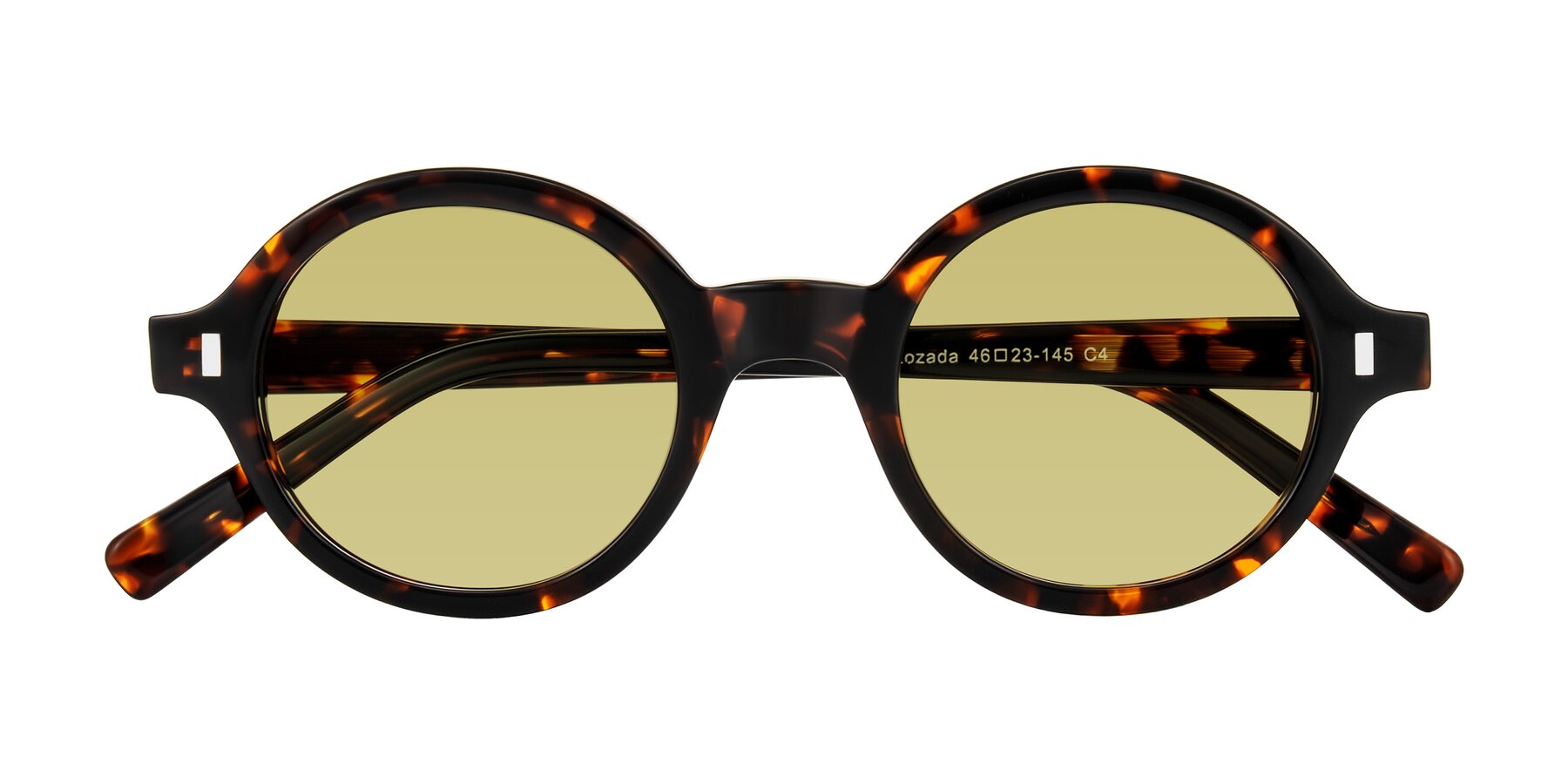 Folded Front of Lozada in Tortoise with Medium Champagne Tinted Lenses