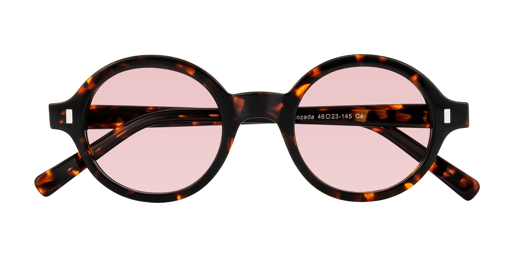 Folded Front of Lozada in Tortoise with Light Garnet Tinted Lenses
