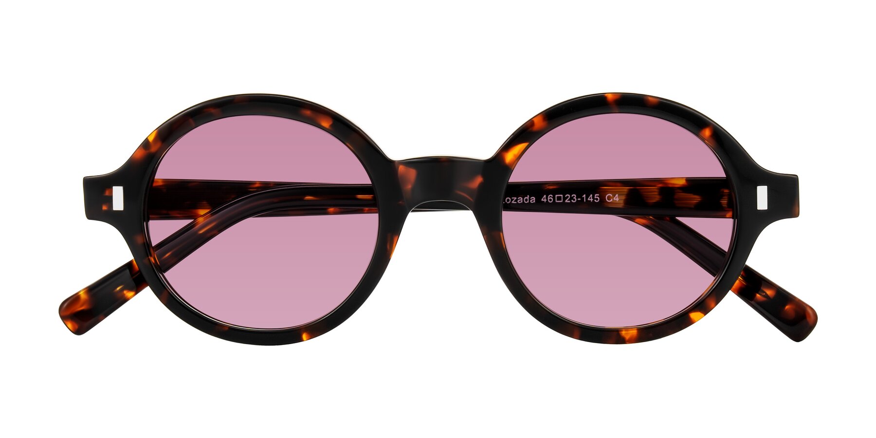 Folded Front of Lozada in Tortoise with Medium Wine Tinted Lenses