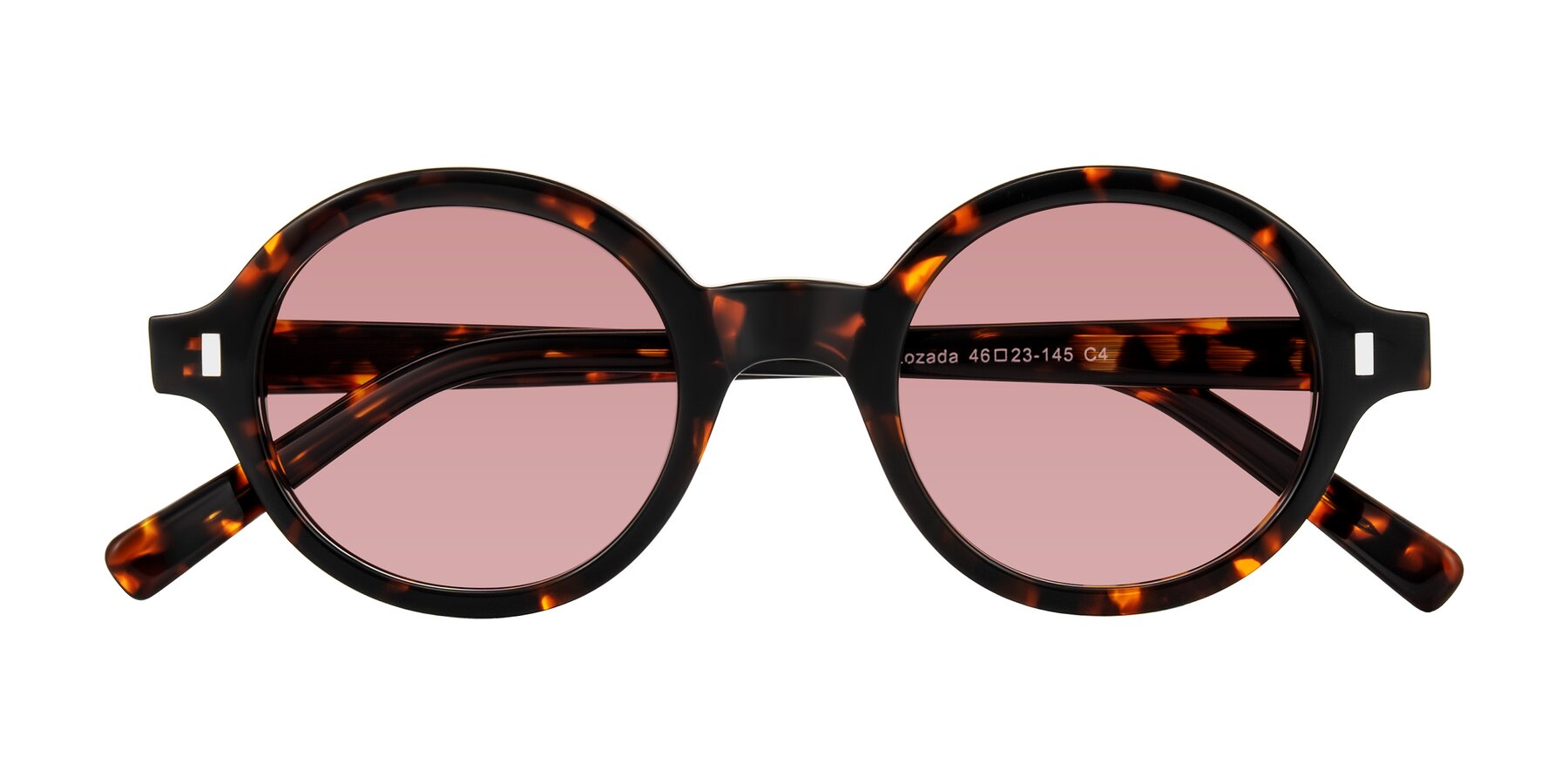 Folded Front of Lozada in Tortoise with Medium Garnet Tinted Lenses