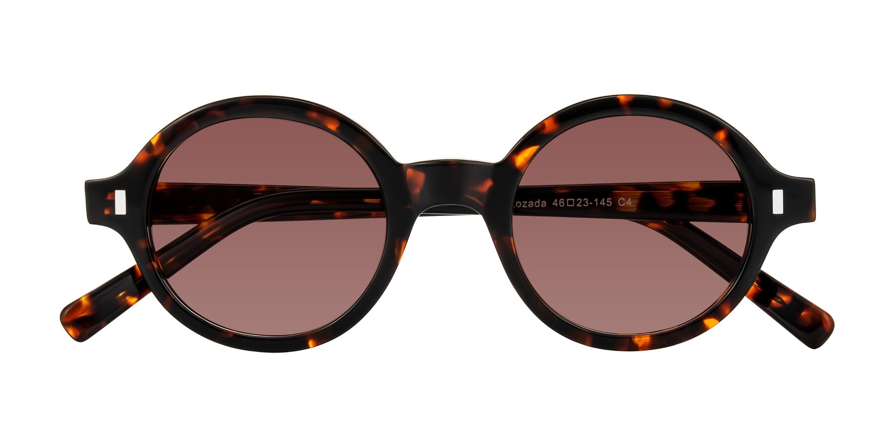 Folded Front of Lozada in Tortoise with Garnet Tinted Lenses