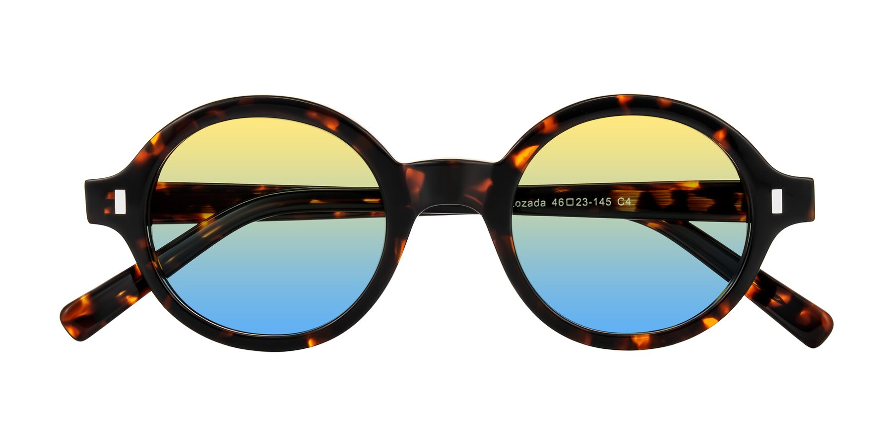 Folded Front of Lozada in Tortoise with Yellow / Blue Gradient Lenses