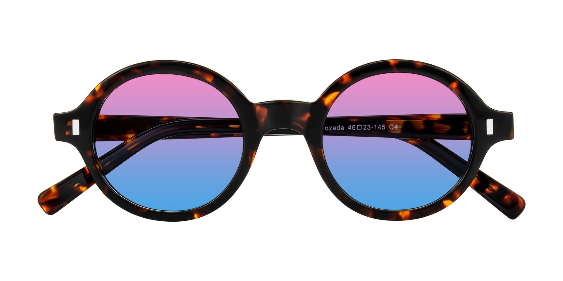 Folded Front of Lozada in Tortoise with Pink / Blue Gradient Lenses