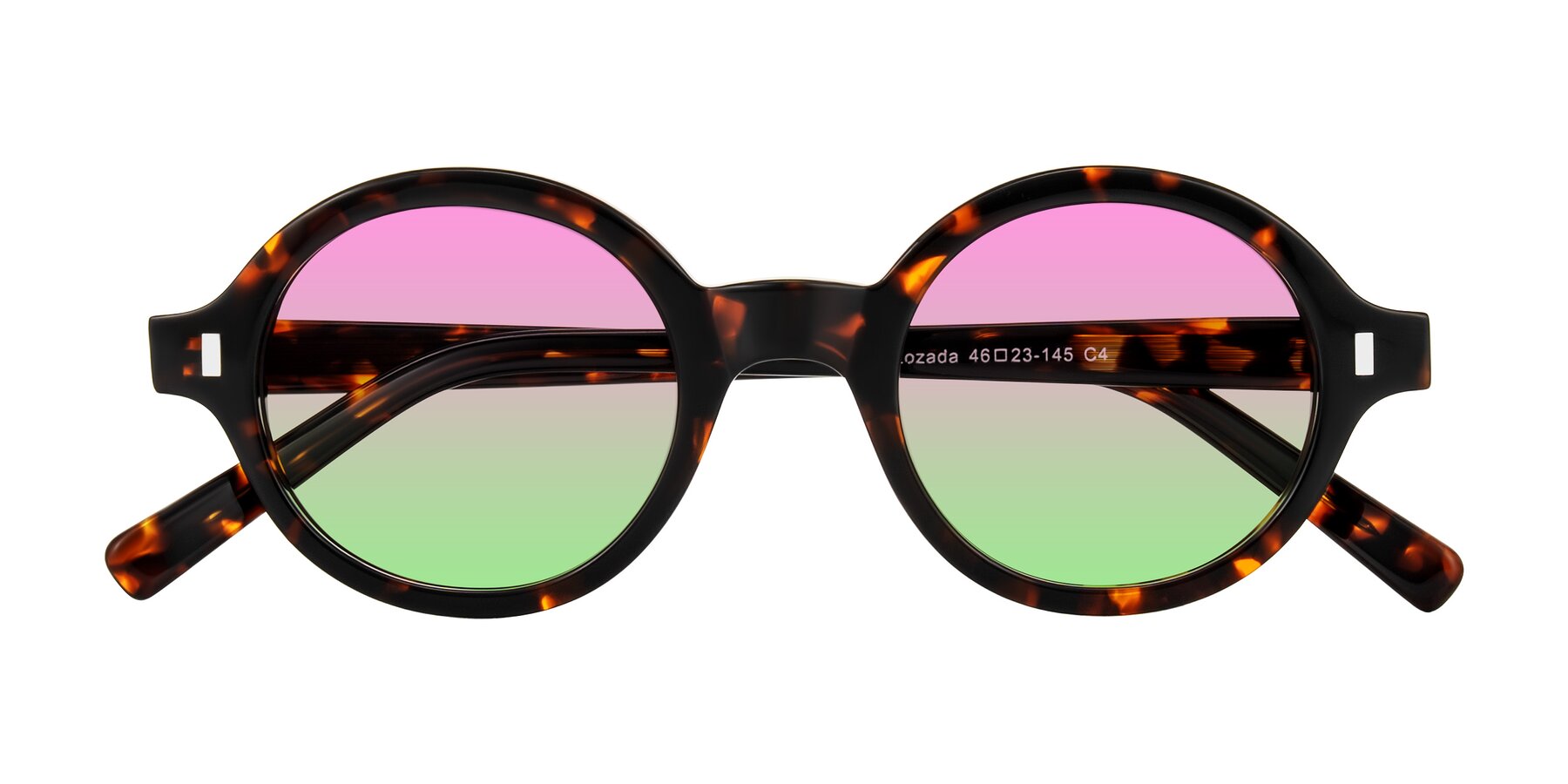 Folded Front of Lozada in Tortoise with Pink / Green Gradient Lenses