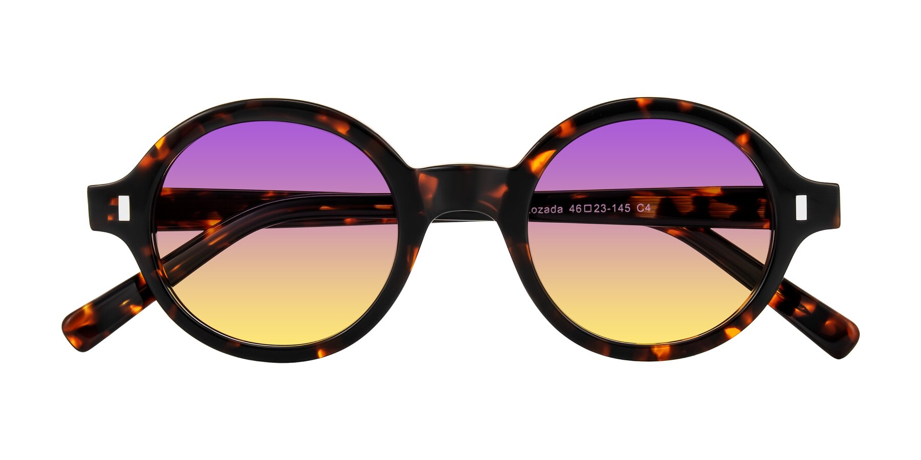 Folded Front of Lozada in Tortoise with Purple / Yellow Gradient Lenses