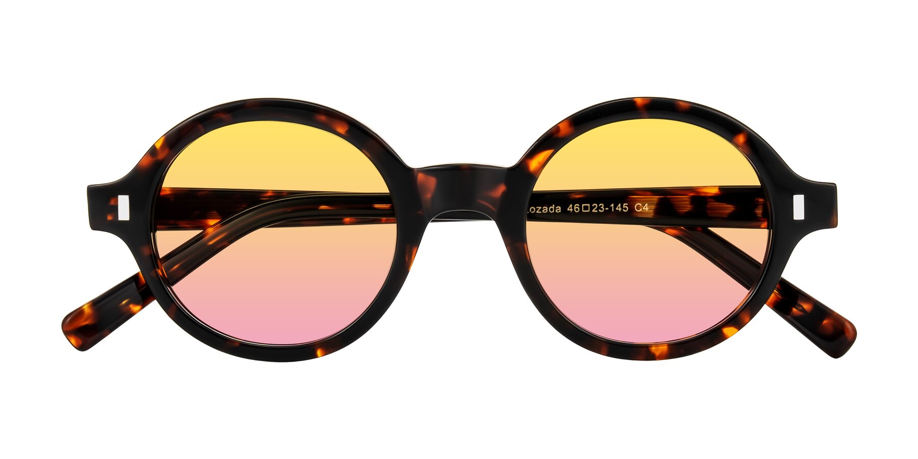 Folded Front of Lozada in Tortoise with Yellow / Pink Gradient Lenses