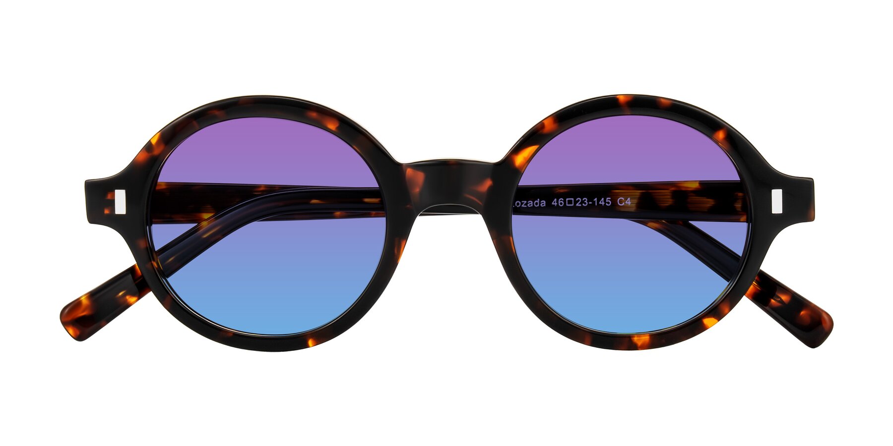 Folded Front of Lozada in Tortoise with Purple / Blue Gradient Lenses