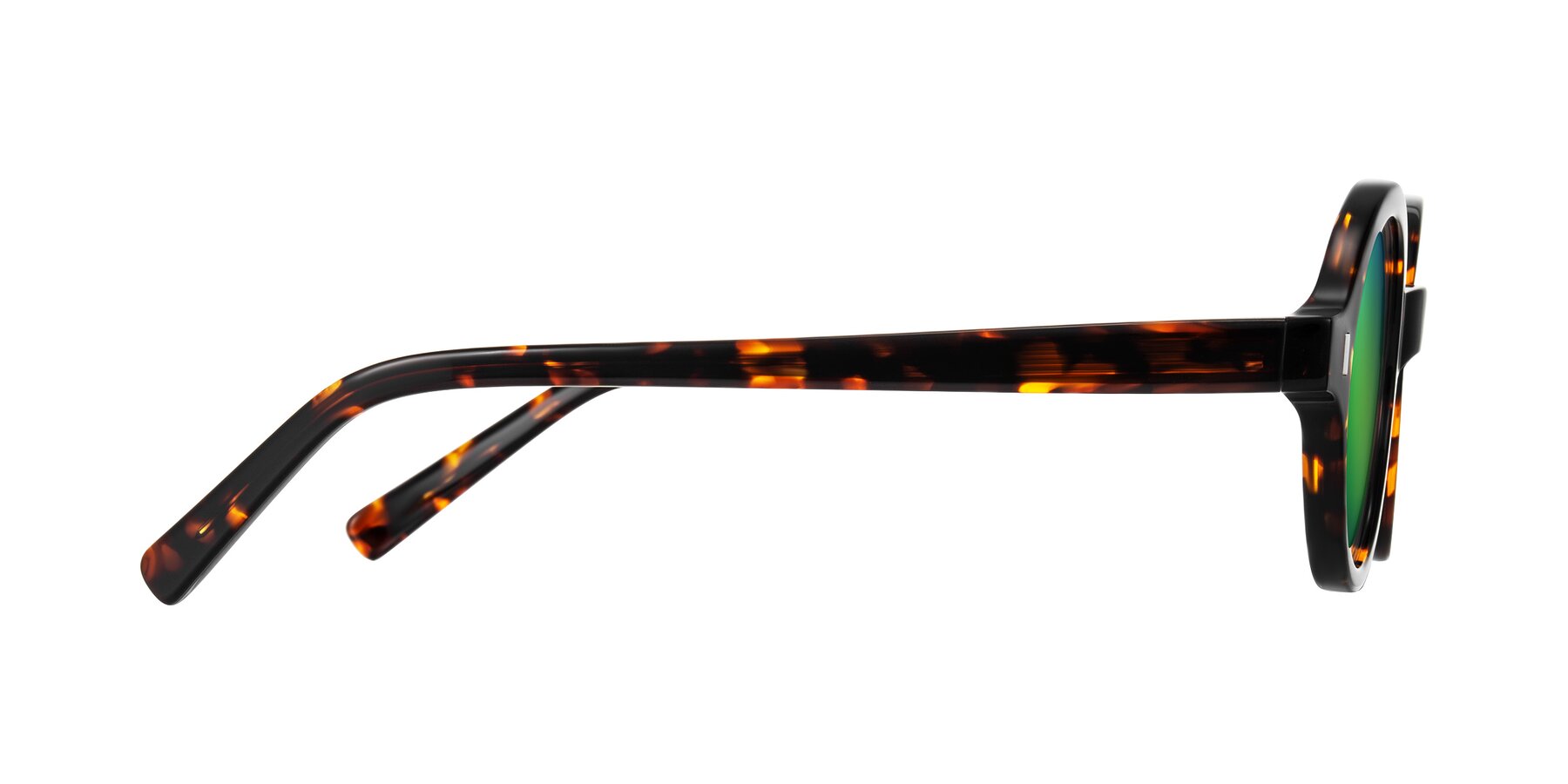 Side of Lozada in Tortoise with Green Mirrored Lenses
