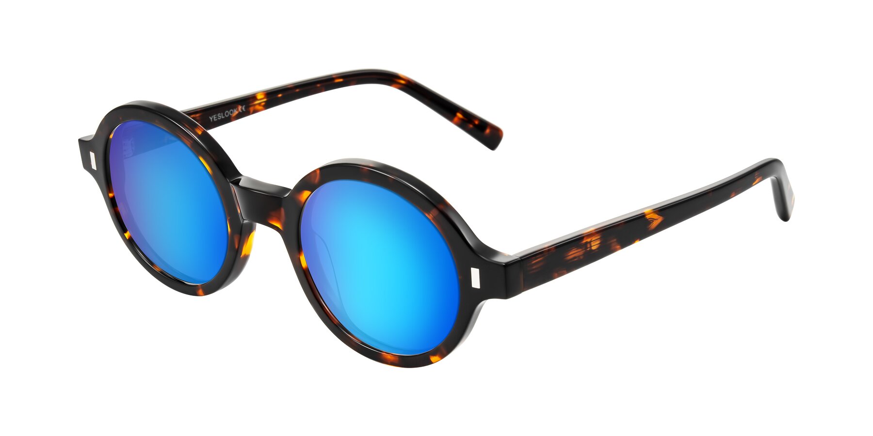 Angle of Lozada in Tortoise with Blue Mirrored Lenses