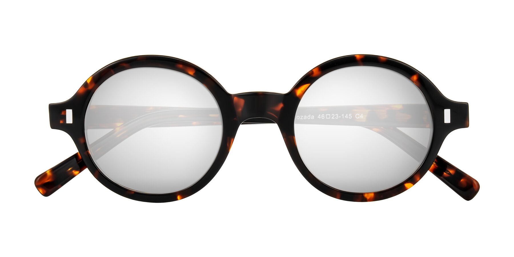 Folded Front of Lozada in Tortoise with Silver Mirrored Lenses