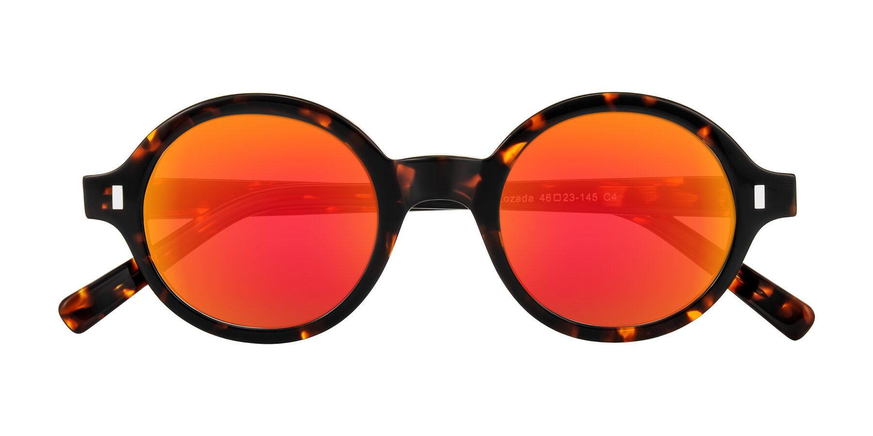 Folded Front of Lozada in Tortoise with Red Gold Mirrored Lenses