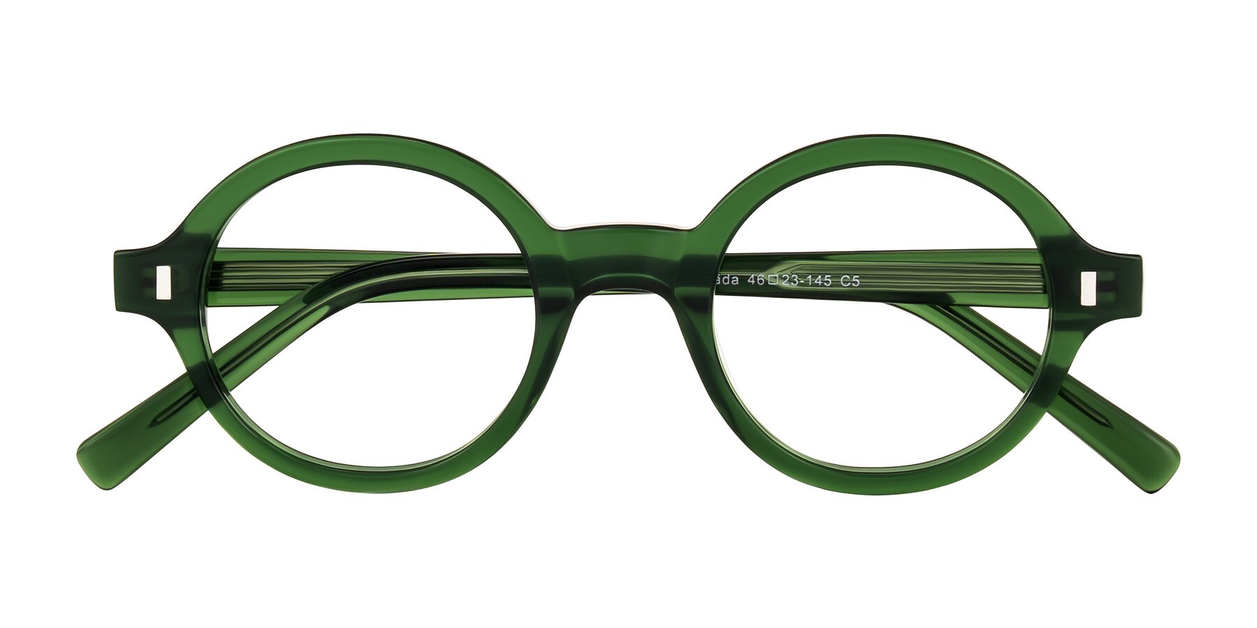 Folded Front of Lozada in Jade Green with Clear Eyeglass Lenses