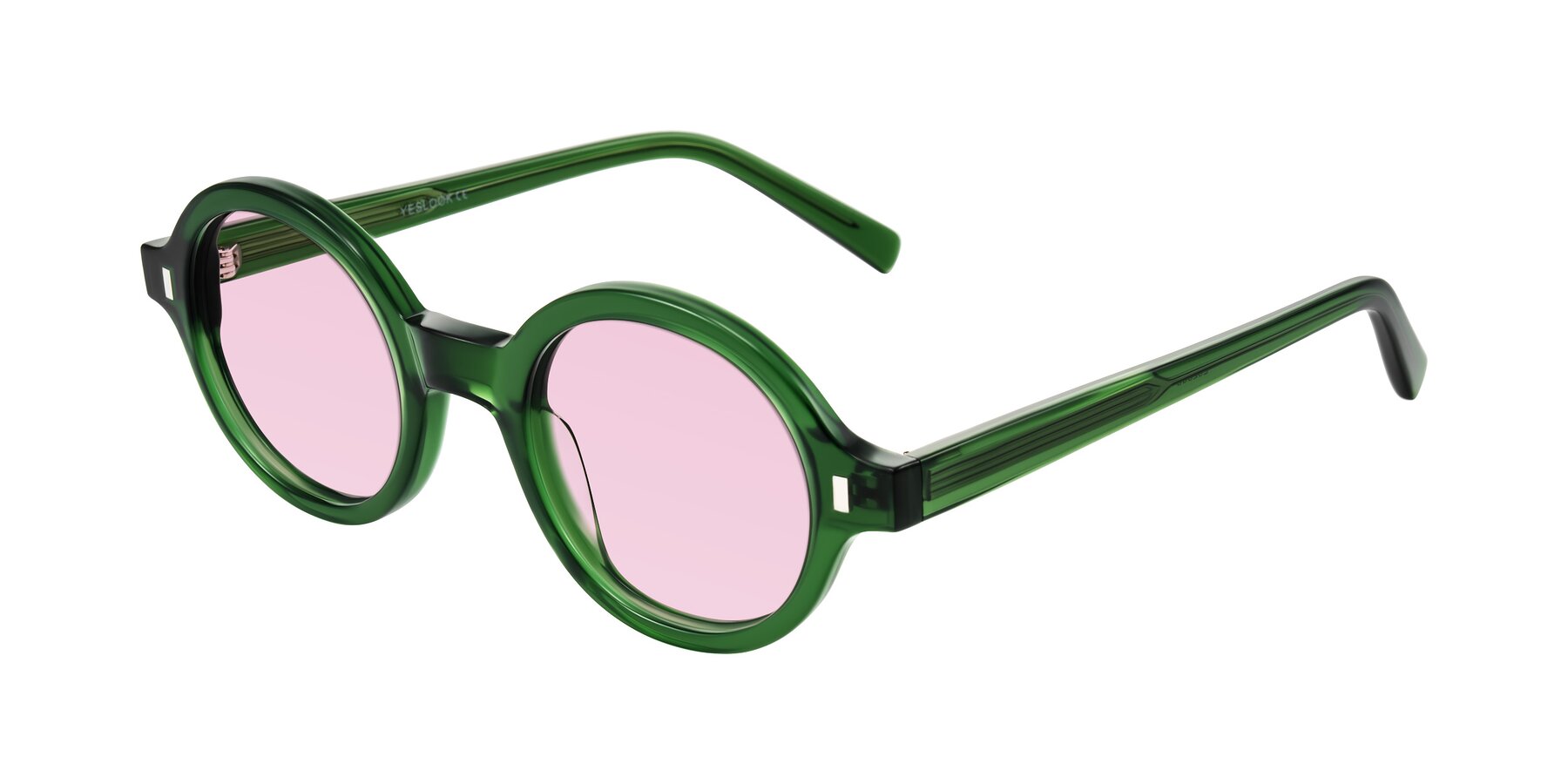 Angle of Lozada in Jade Green with Light Pink Tinted Lenses