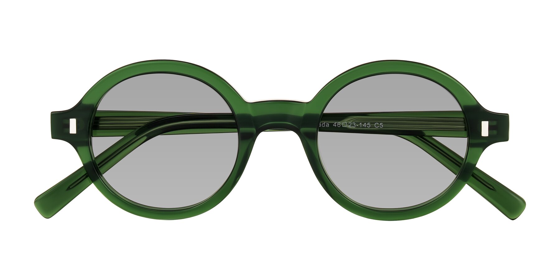 Folded Front of Lozada in Jade Green with Light Gray Tinted Lenses