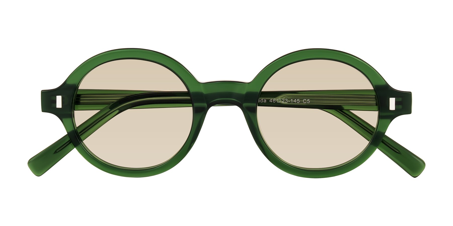 Folded Front of Lozada in Jade Green with Light Brown Tinted Lenses