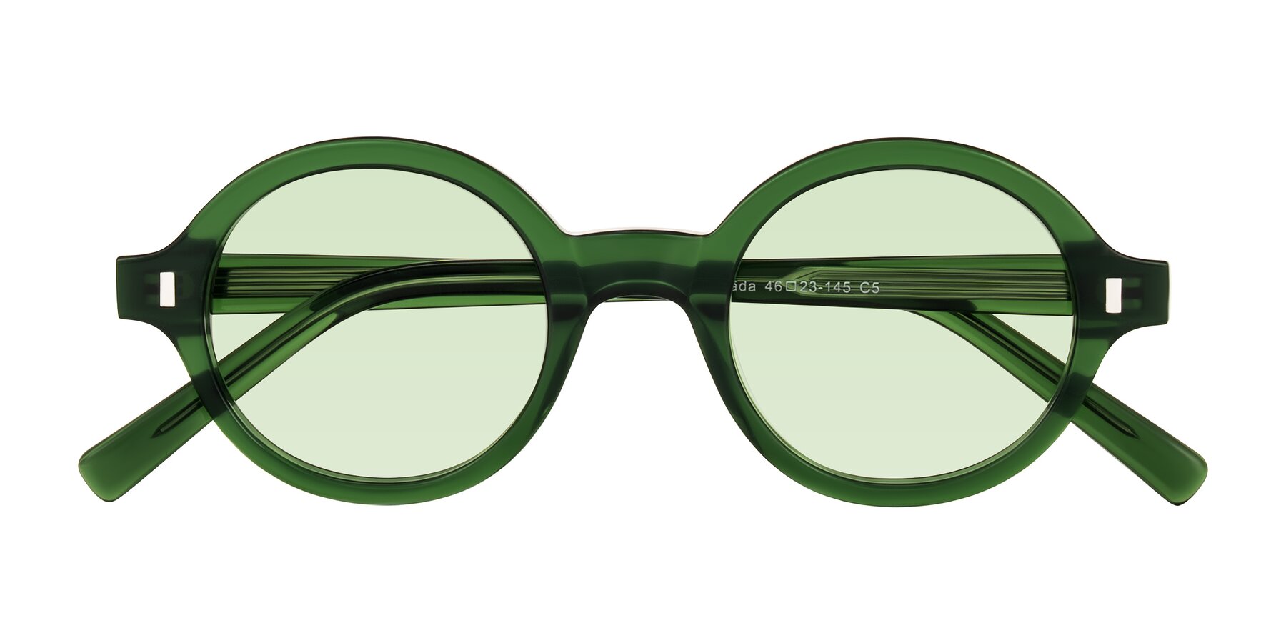 Folded Front of Lozada in Jade Green with Light Green Tinted Lenses