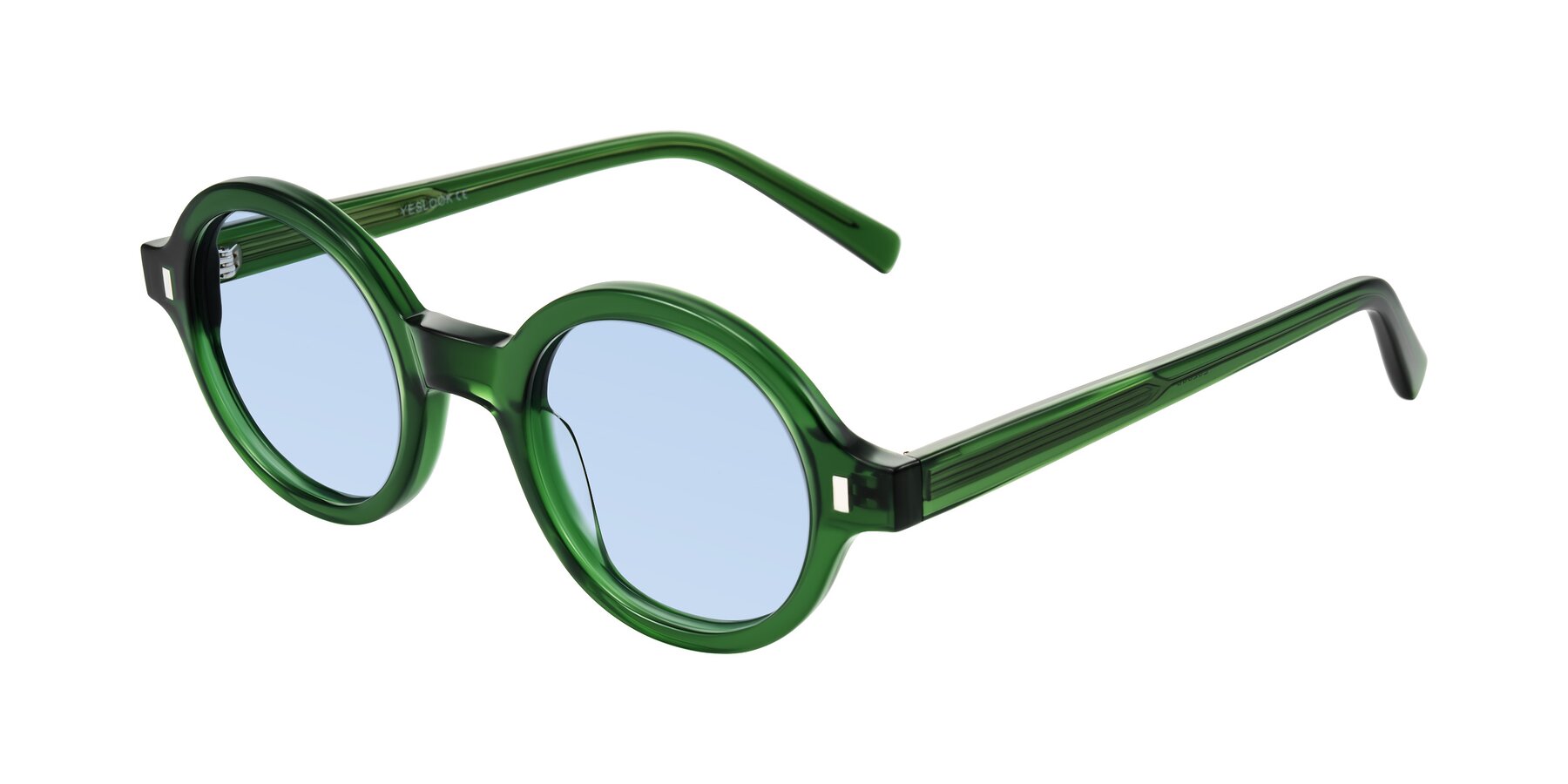 Angle of Lozada in Jade Green with Light Blue Tinted Lenses