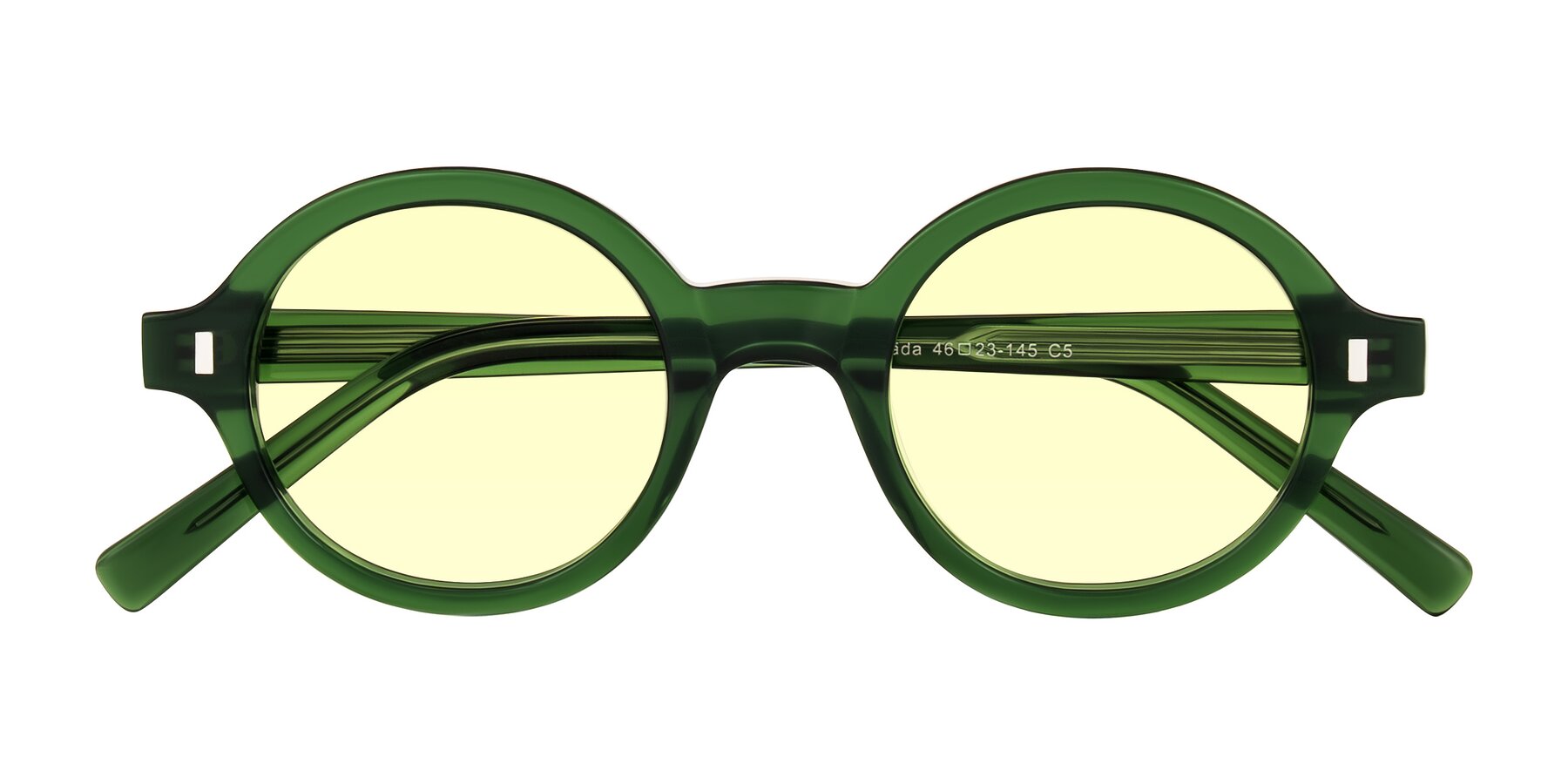 Folded Front of Lozada in Jade Green with Light Yellow Tinted Lenses