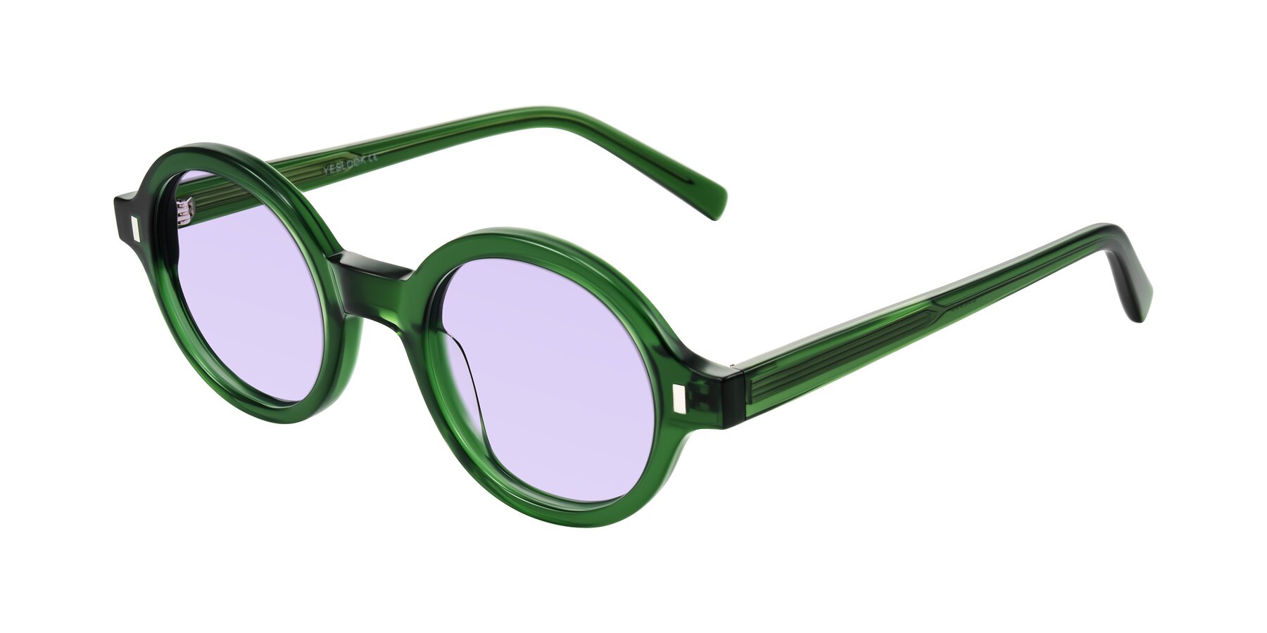 Angle of Lozada in Jade Green with Light Purple Tinted Lenses