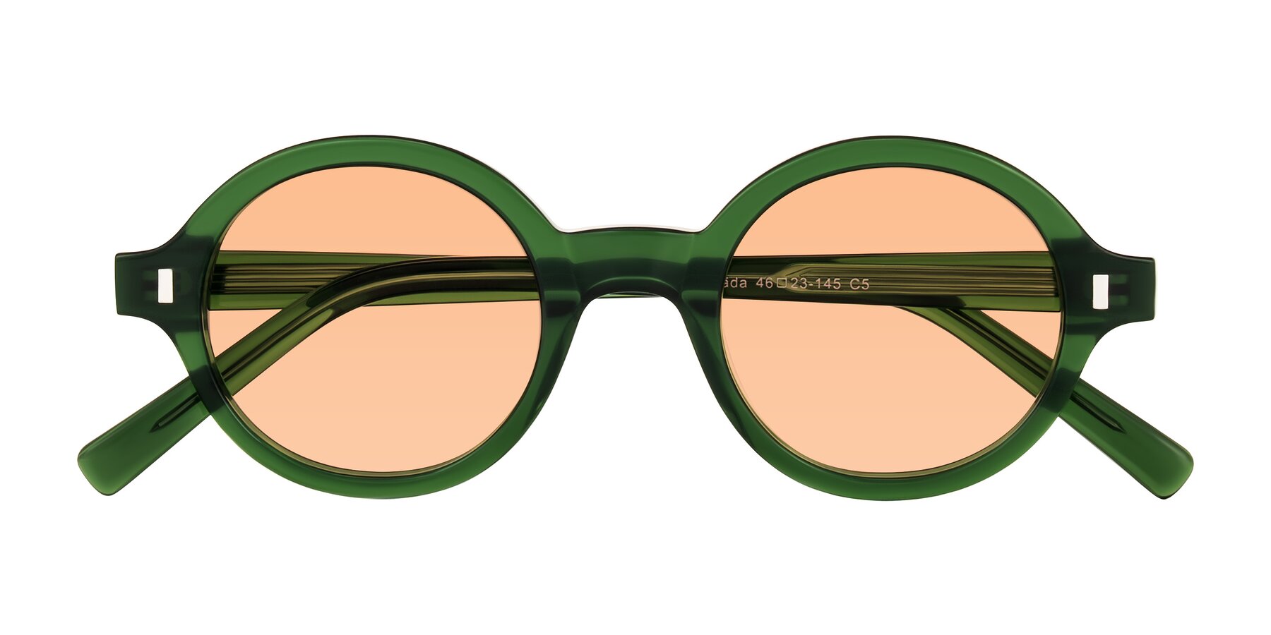 Folded Front of Lozada in Jade Green with Light Orange Tinted Lenses