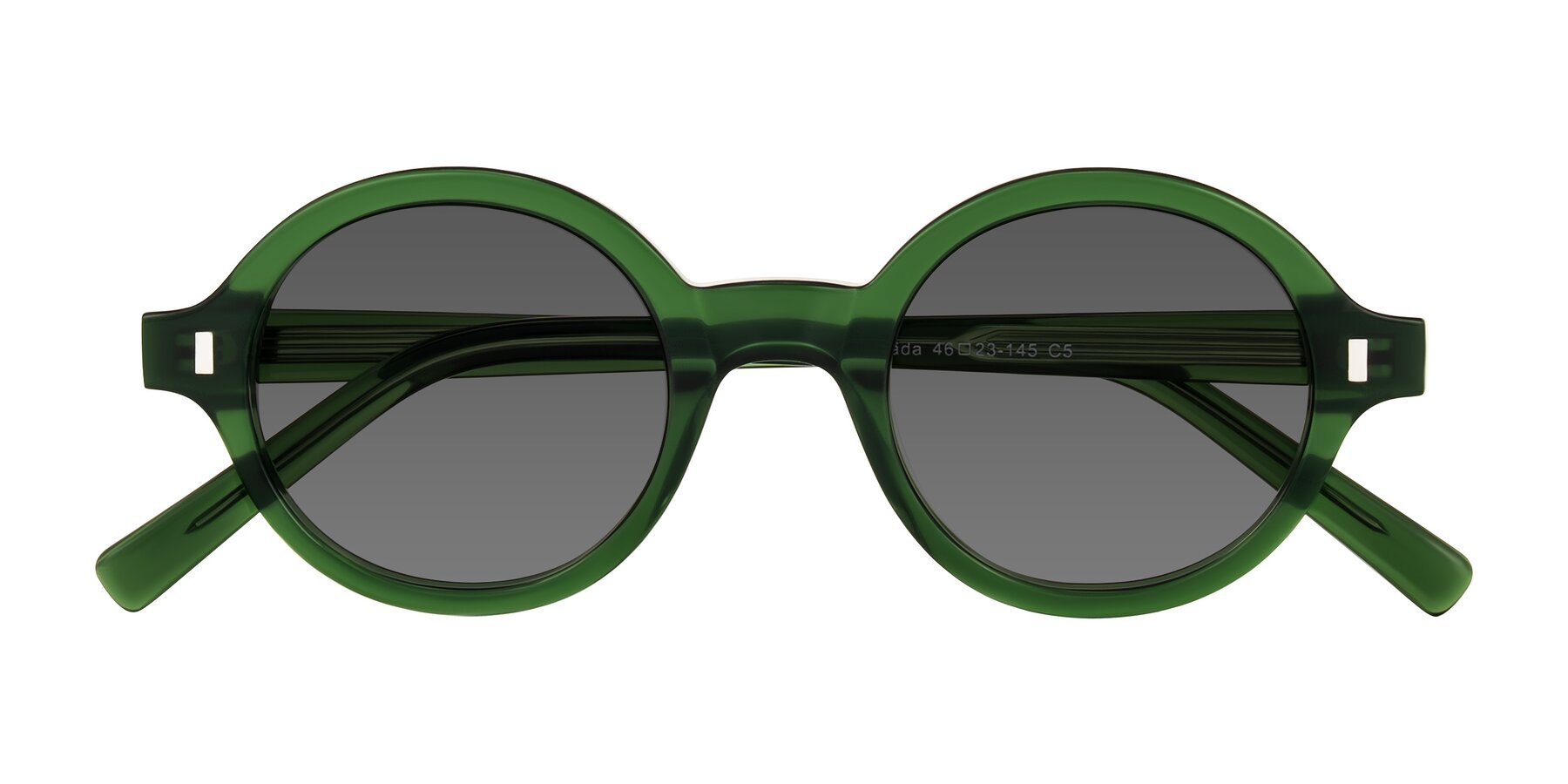 Folded Front of Lozada in Jade Green with Medium Gray Tinted Lenses