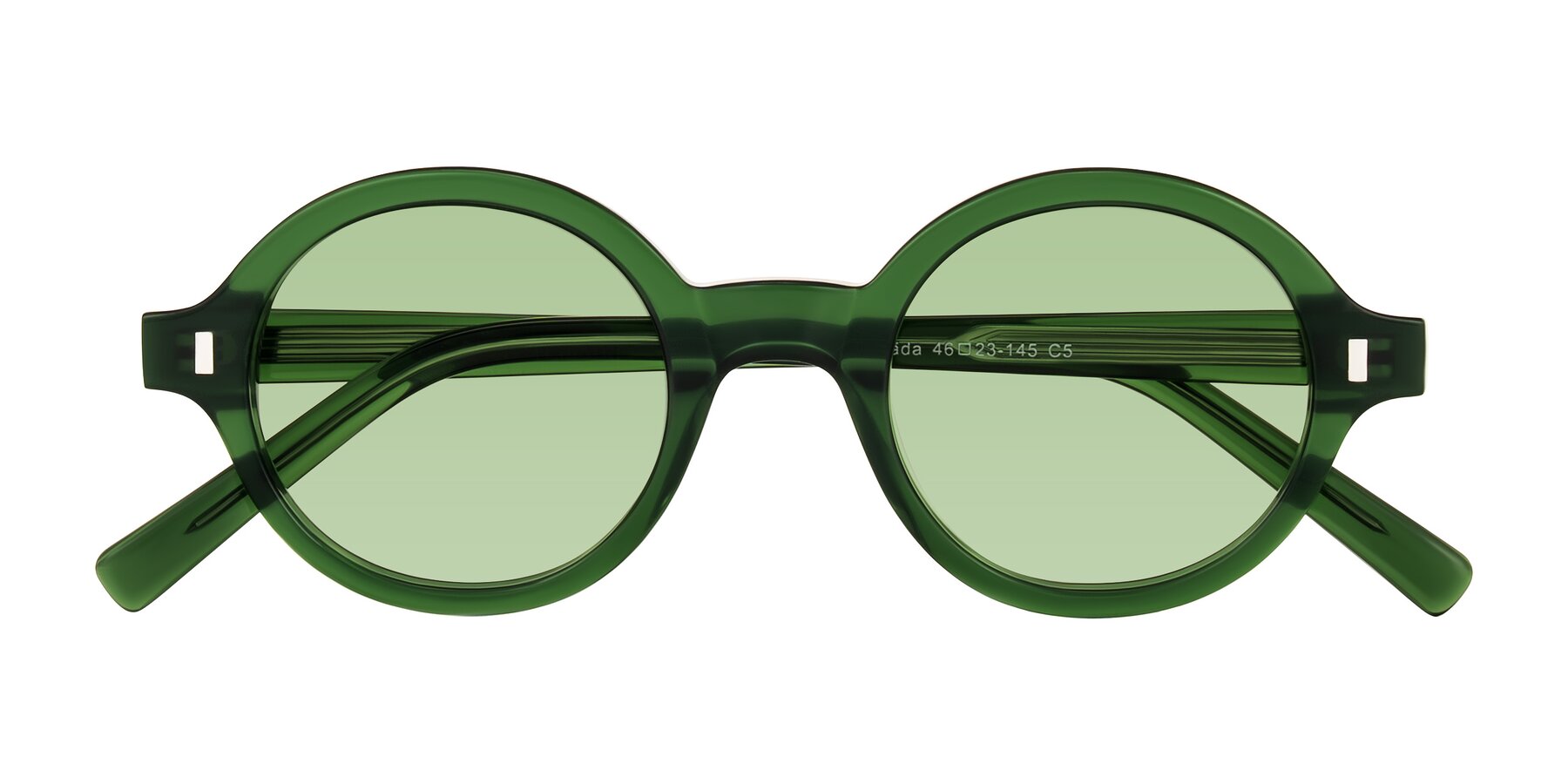Folded Front of Lozada in Jade Green with Medium Green Tinted Lenses