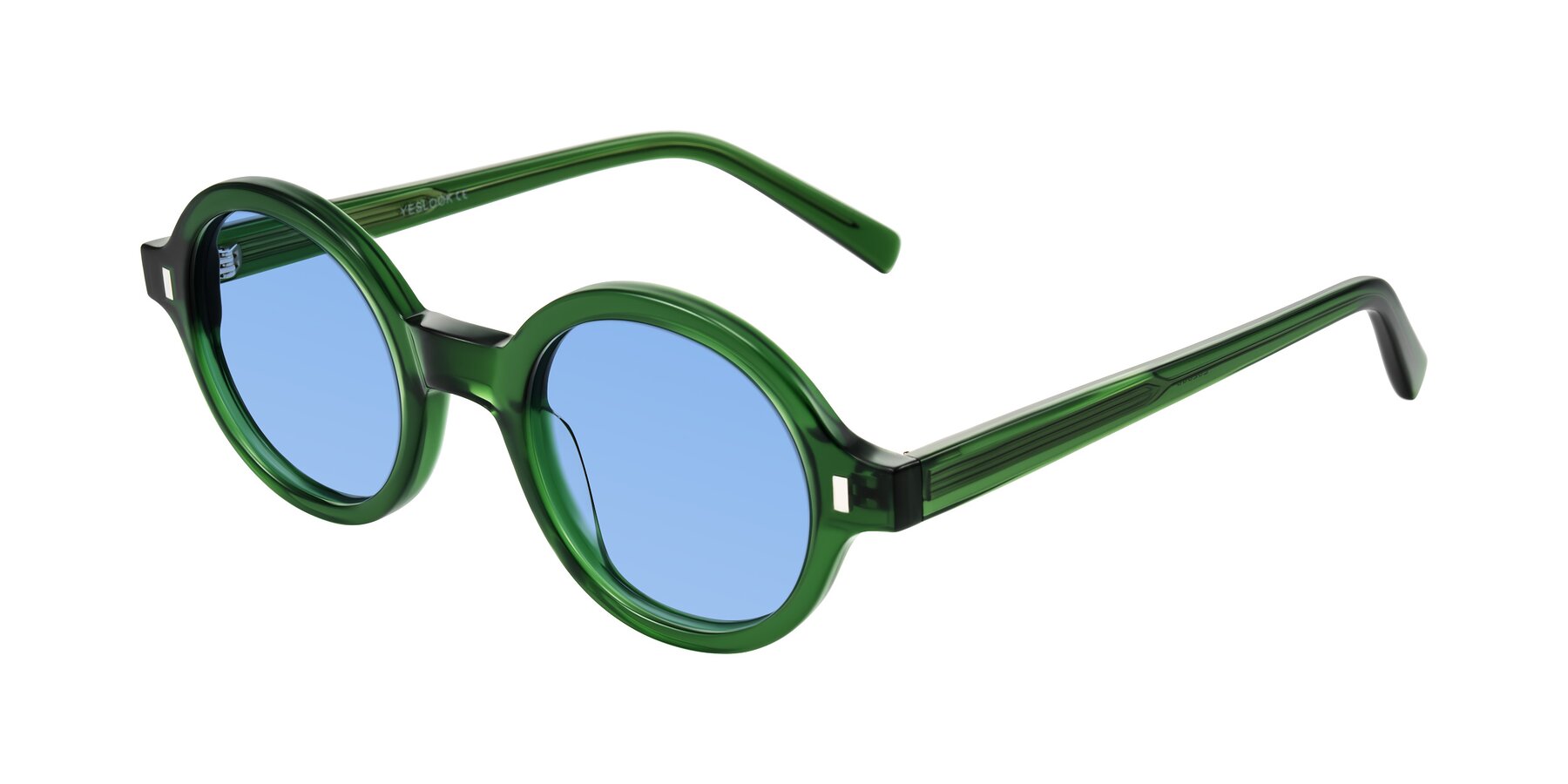 Angle of Lozada in Jade Green with Medium Blue Tinted Lenses