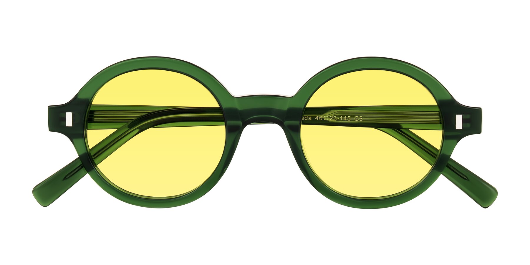 Folded Front of Lozada in Jade Green with Medium Yellow Tinted Lenses