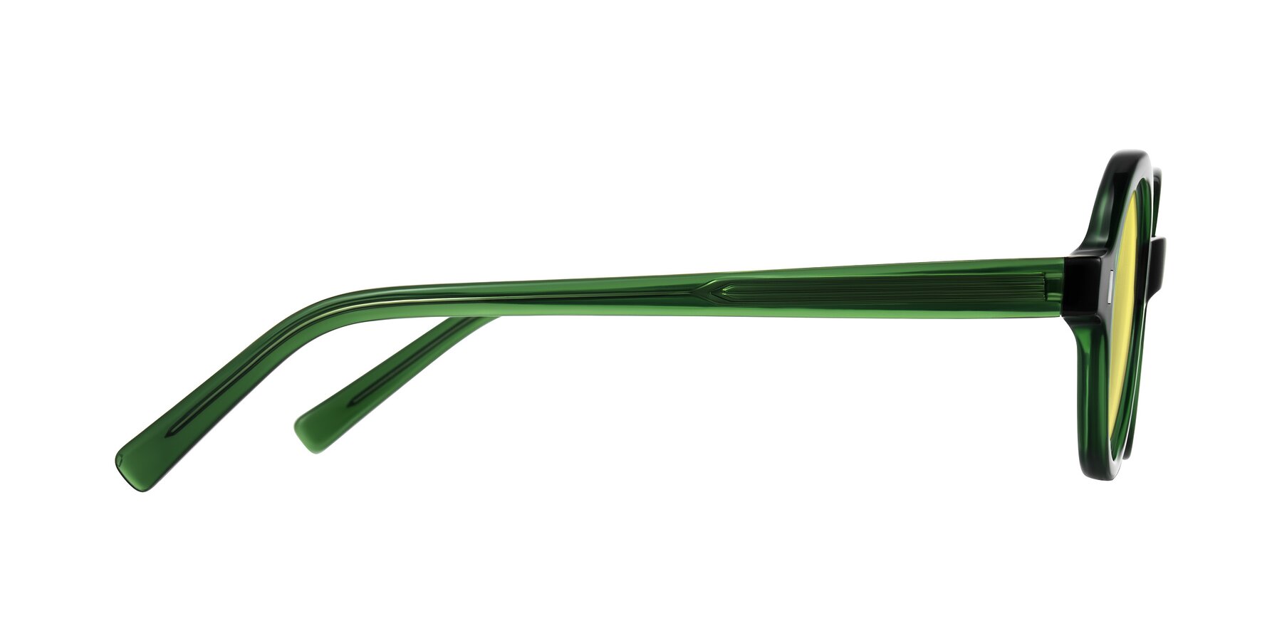 Side of Lozada in Jade Green with Medium Yellow Tinted Lenses