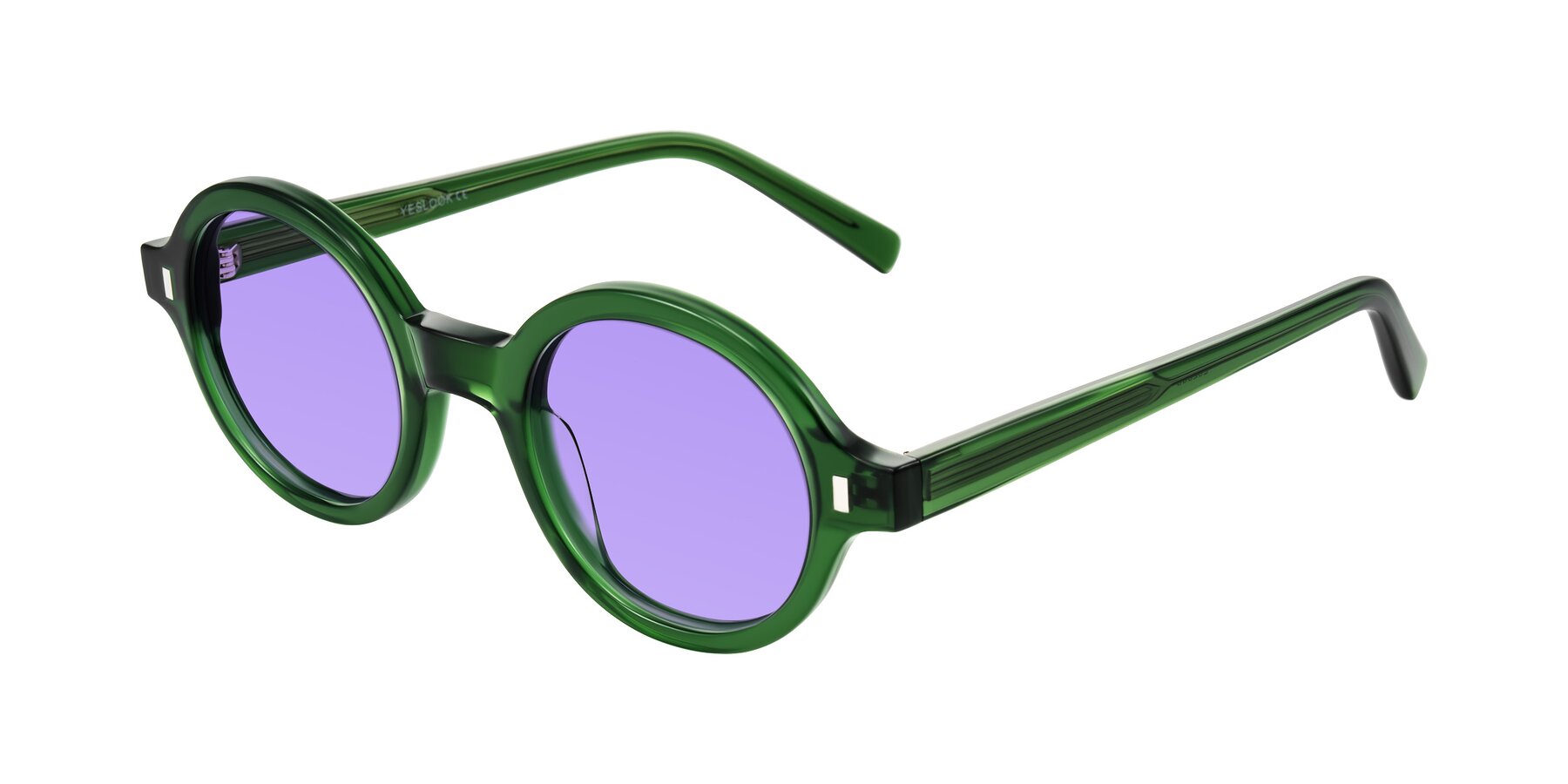 Angle of Lozada in Jade Green with Medium Purple Tinted Lenses