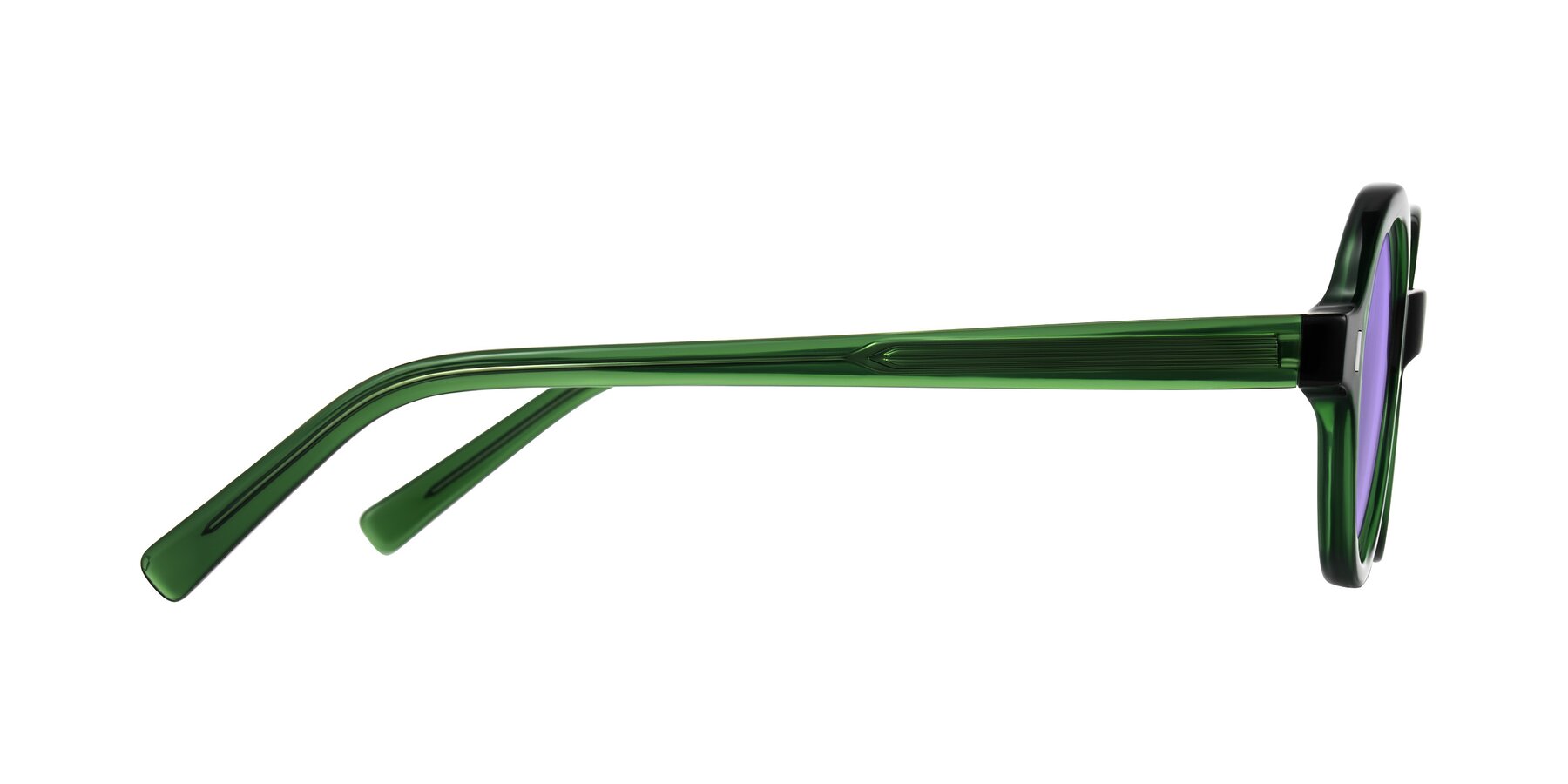 Side of Lozada in Jade Green with Medium Purple Tinted Lenses