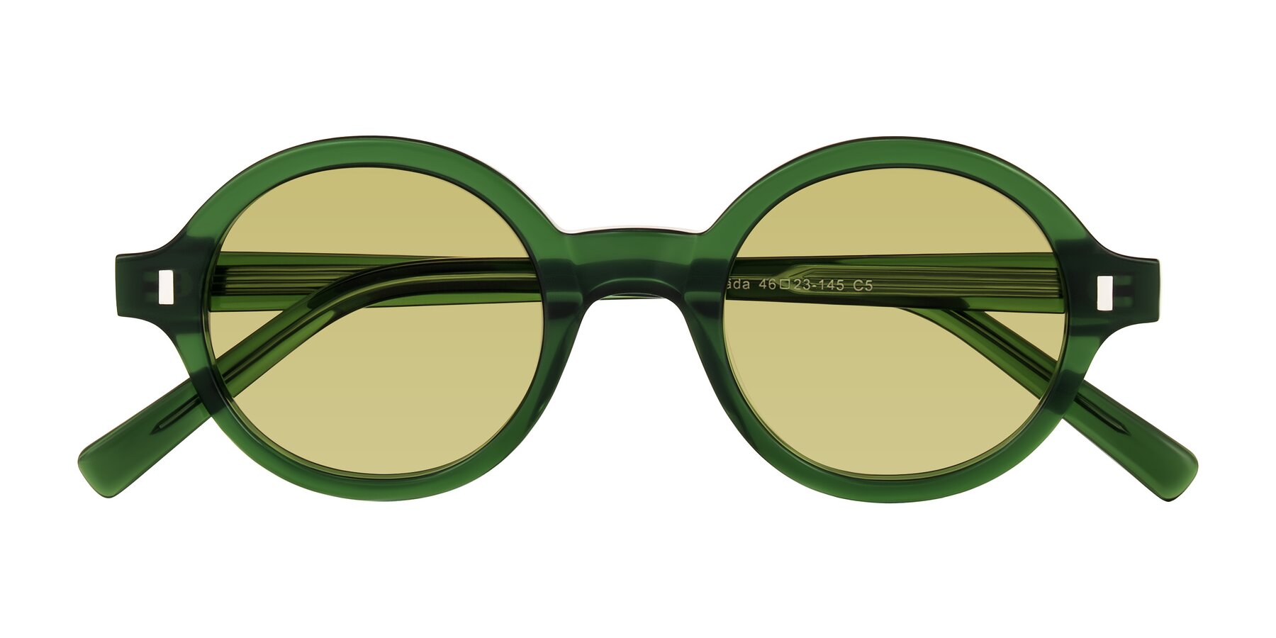 Folded Front of Lozada in Jade Green with Medium Champagne Tinted Lenses