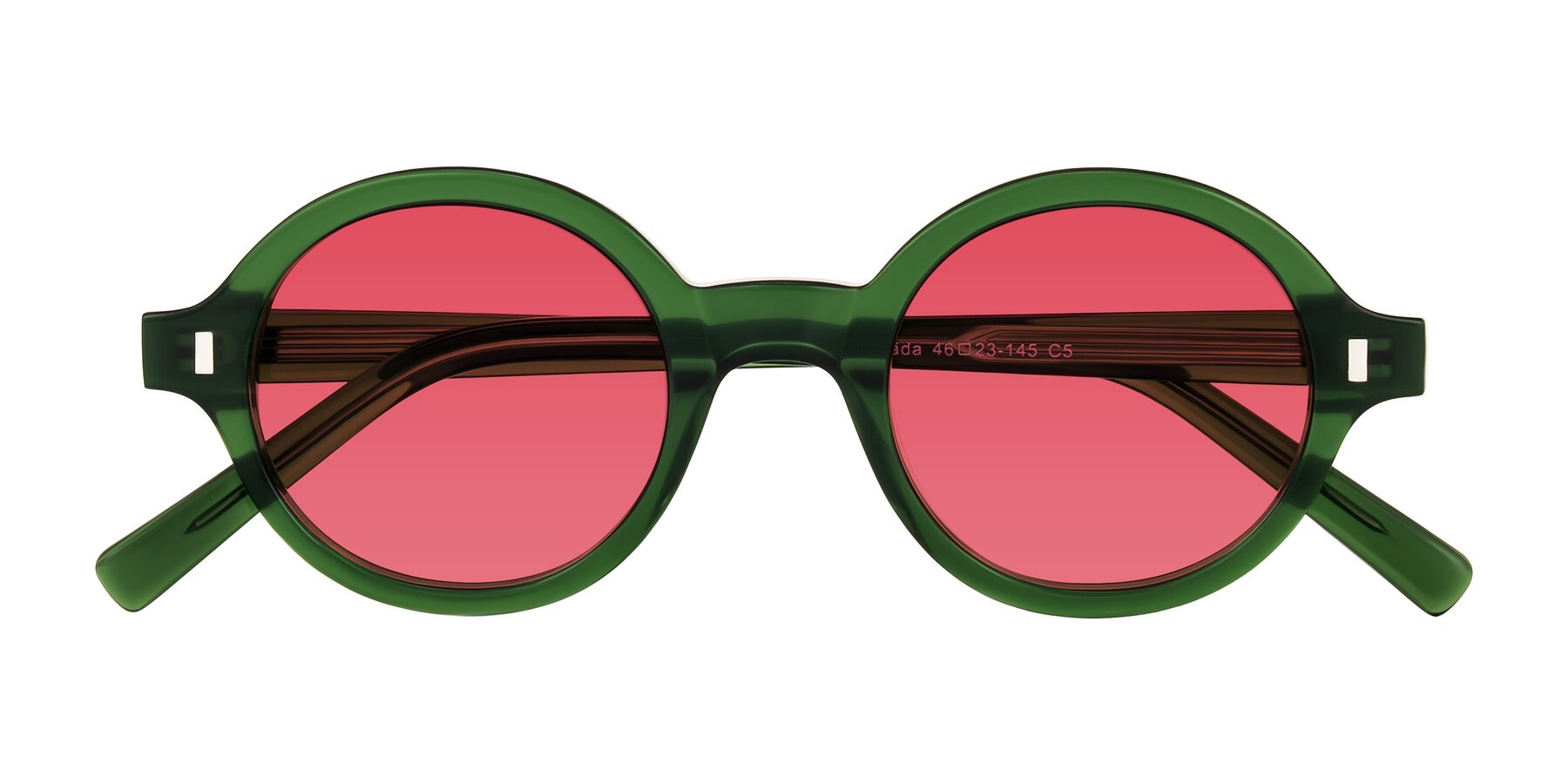 Folded Front of Lozada in Jade Green with Red Tinted Lenses