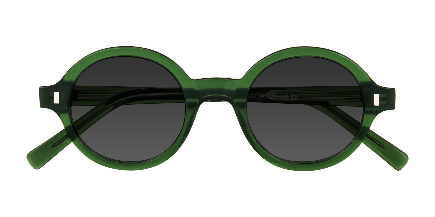 Folded Front of Lozada in Jade Green with Gray Tinted Lenses