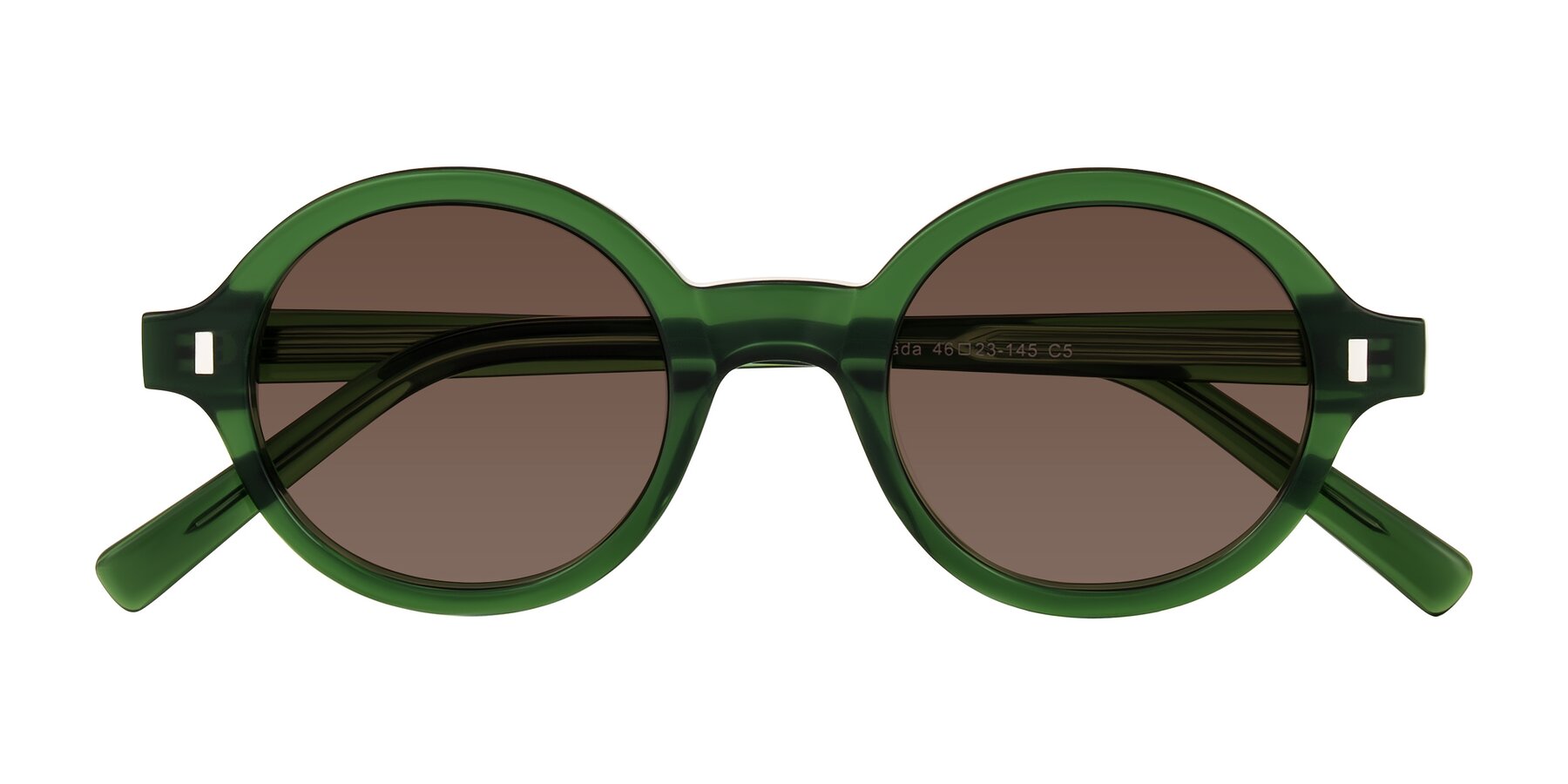 Folded Front of Lozada in Jade Green with Brown Tinted Lenses