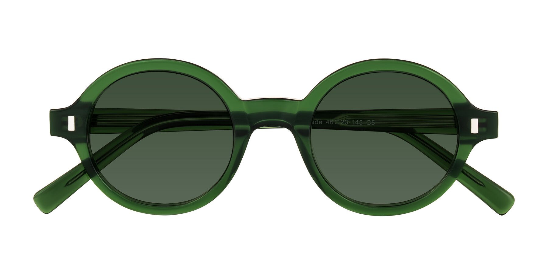 Folded Front of Lozada in Jade Green with Green Tinted Lenses